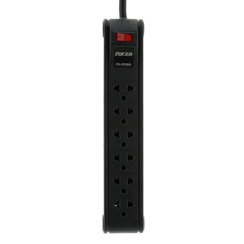 REGLETA FORZA POWER STRIP 120/240V X 6 NEGRO (PS-1006B) - 1