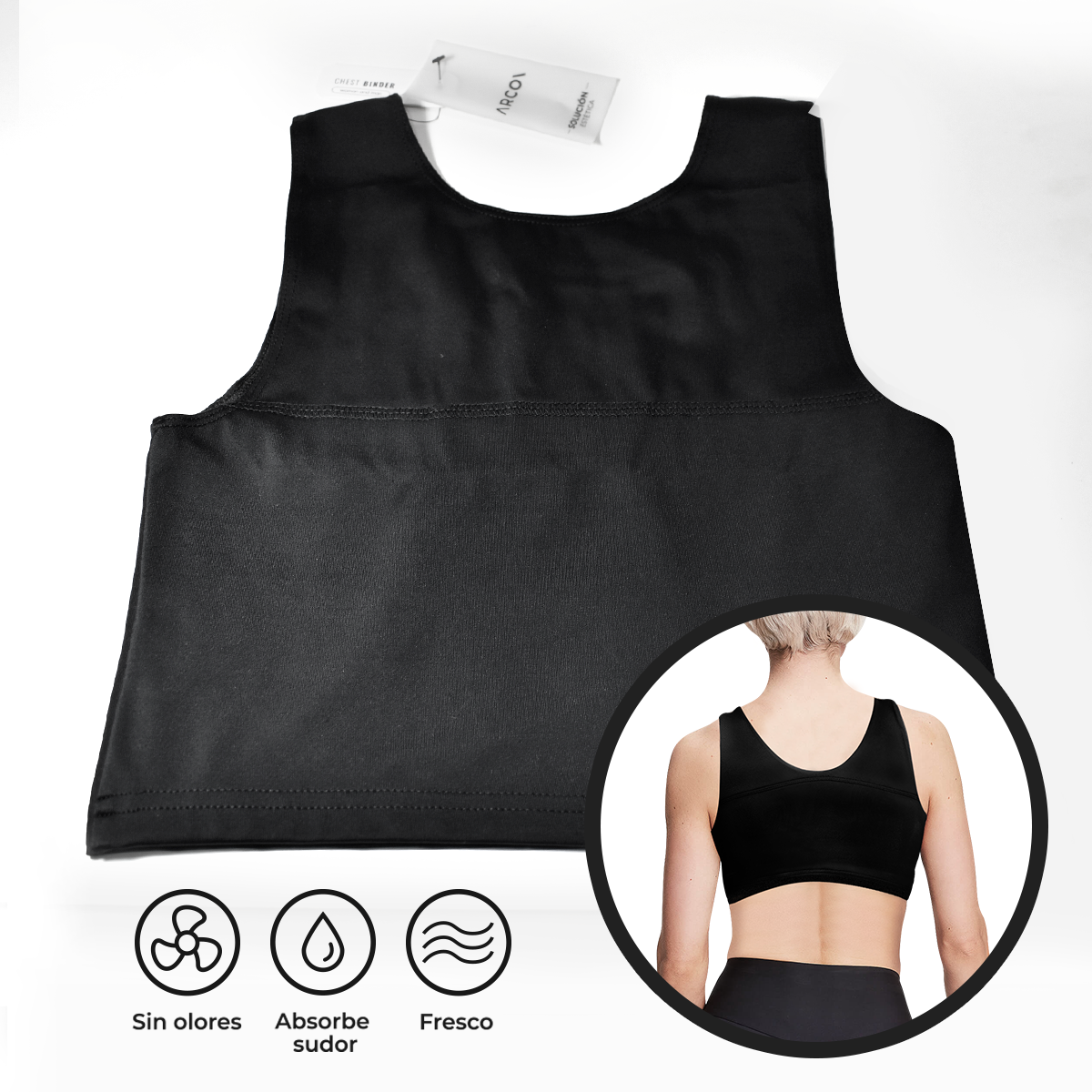 FAJA UNISEX ONHUL NEGRO COMPRESOR DE PECHO BINDER - 5