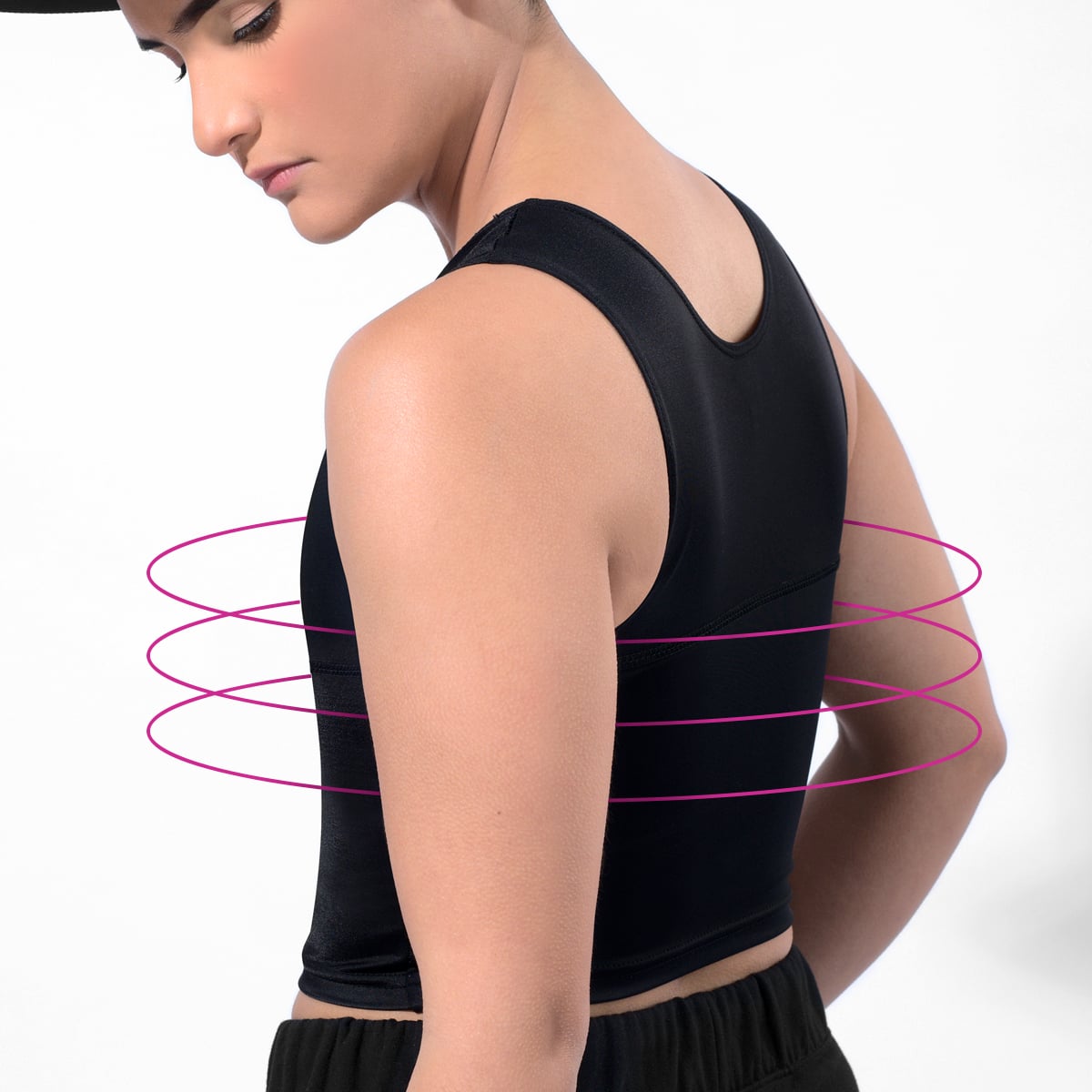 FAJA MUJER ONHUL NEGRO COMPRESOR DE PECHO CHEST BINDER TOMBOY - 1
