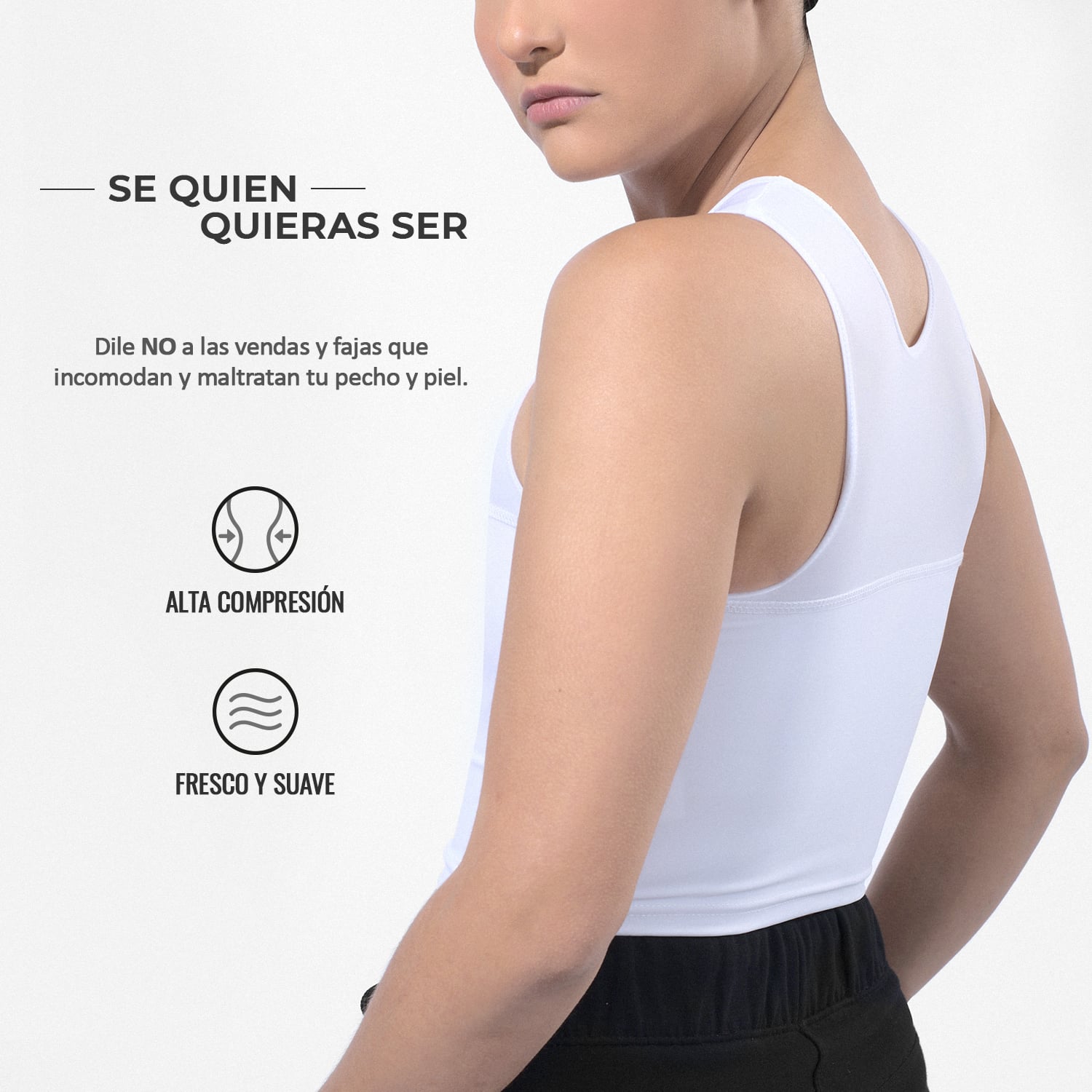 FAJA UNISEX ONHUL BLANCO PECHO COMPRESOR TOMBOY CHEST BINDER - 3