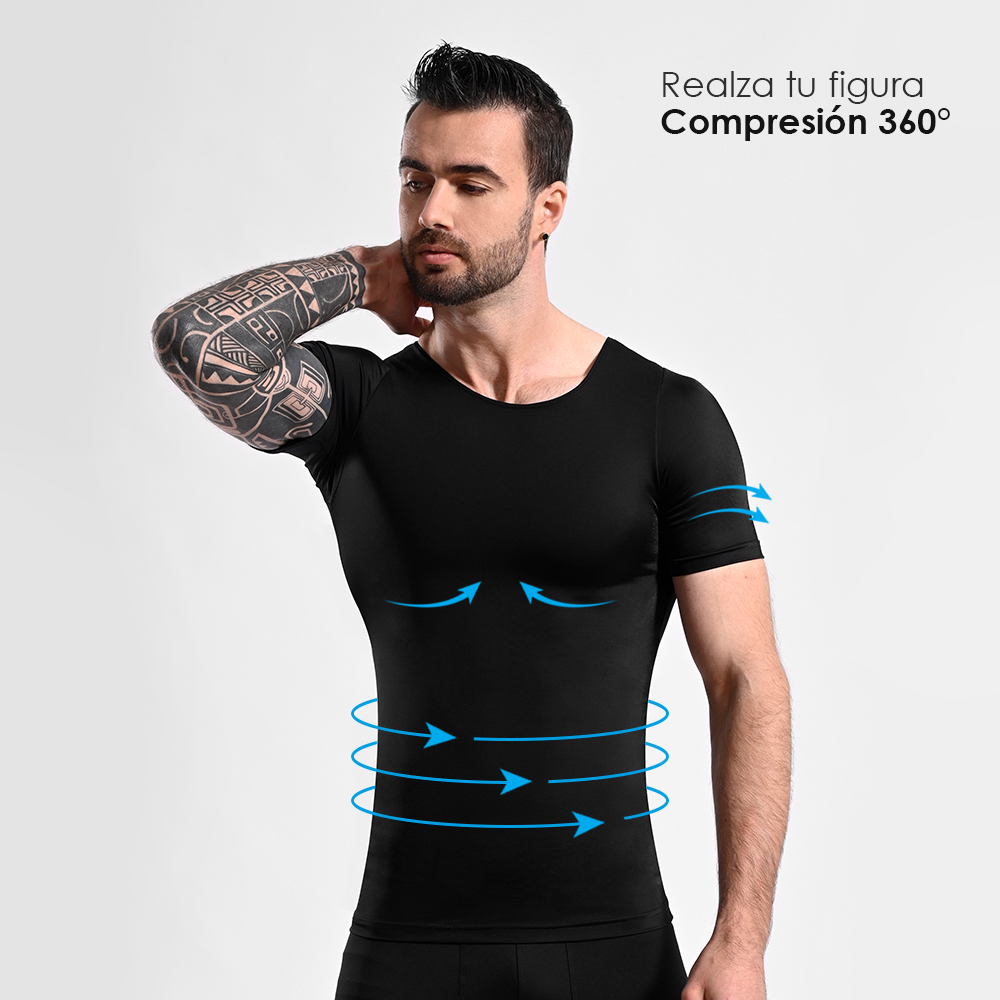 POLO FAJA HOMBRE ONHUL COMPRESORA CINTURA FLACIDEZ GINECOMASTIA Y ABDOMEN - 2