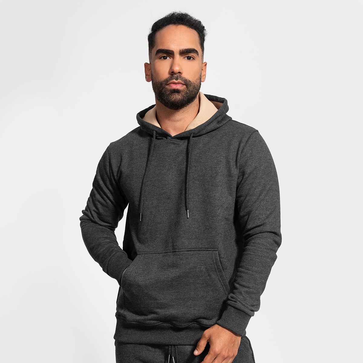 CONJUNTO BUZO AFRANELADO POLERA Y JOGGER PARA HOMBRE GRIS - 3