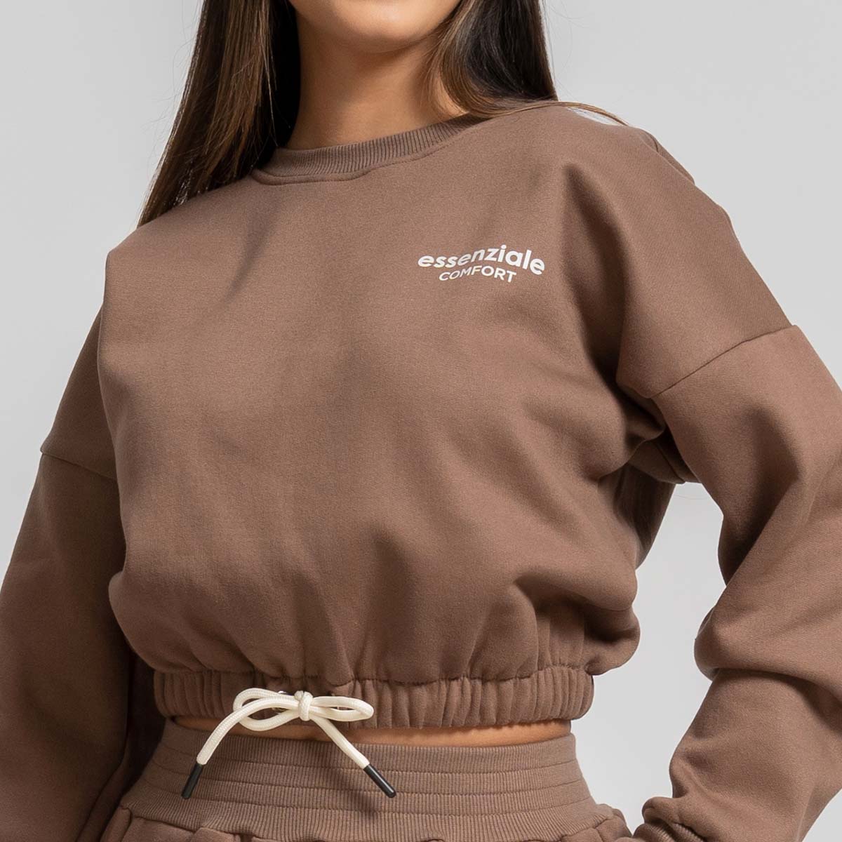 CONJUNTO BUZO POLERA Y JOGGER PALAZZO MARRÓN PARA MUJER - 4