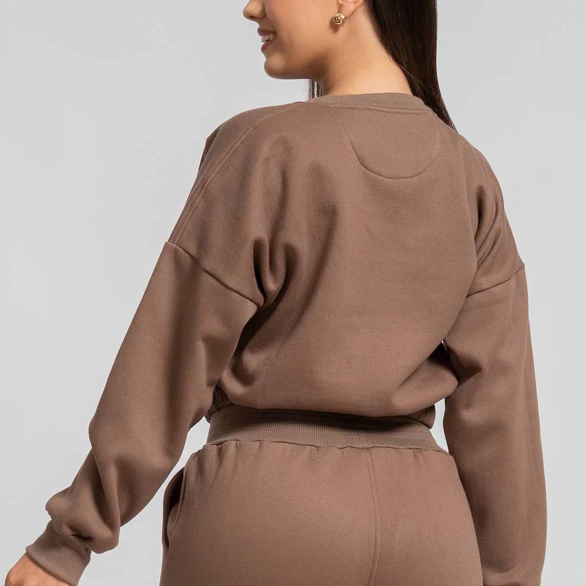 CONJUNTO BUZO POLERA Y JOGGER PALAZZO MARRÓN PARA MUJER - 5