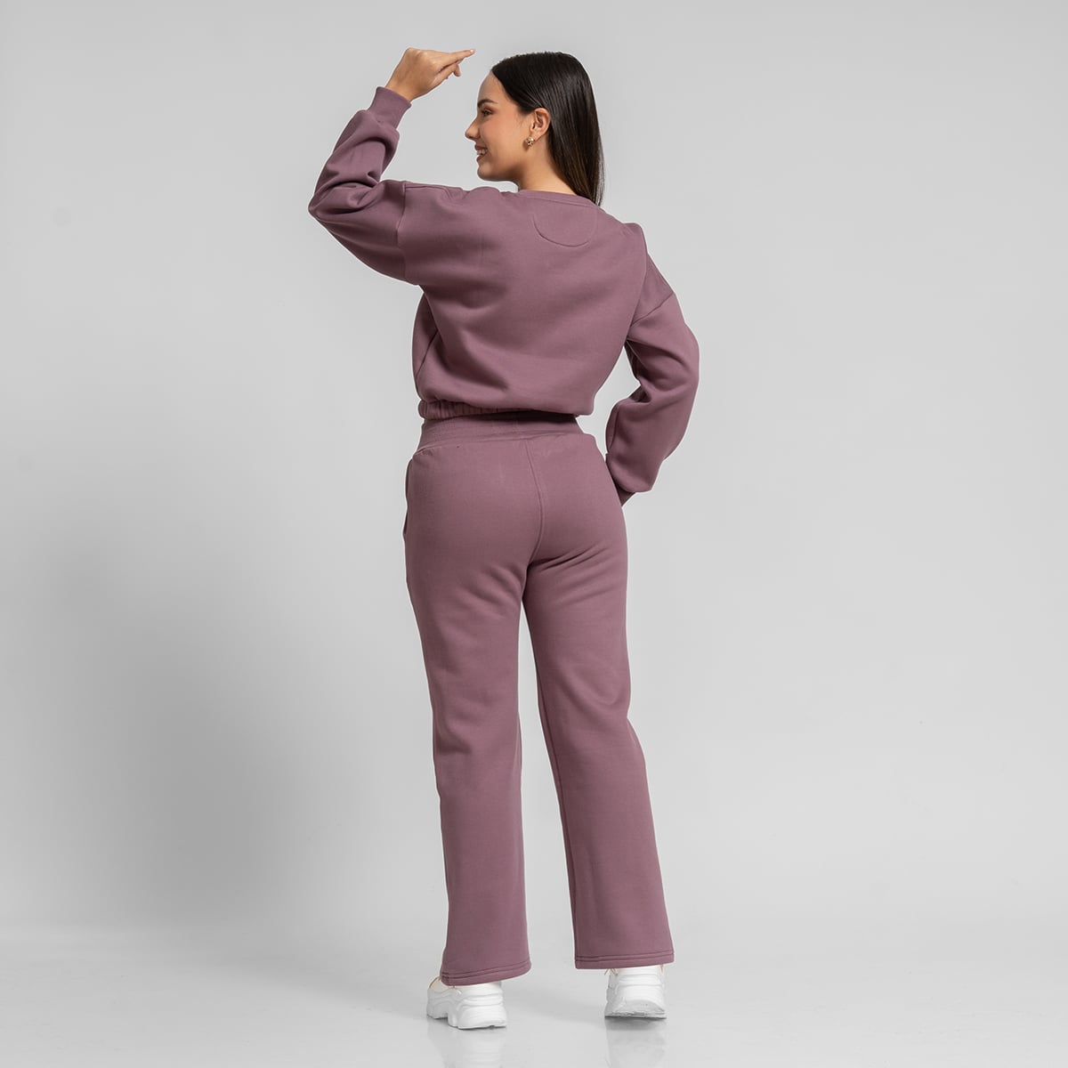 CONJUNTO BUZO POLERA Y JOGGER PALAZZO MORADO PARA MUJER - 2
