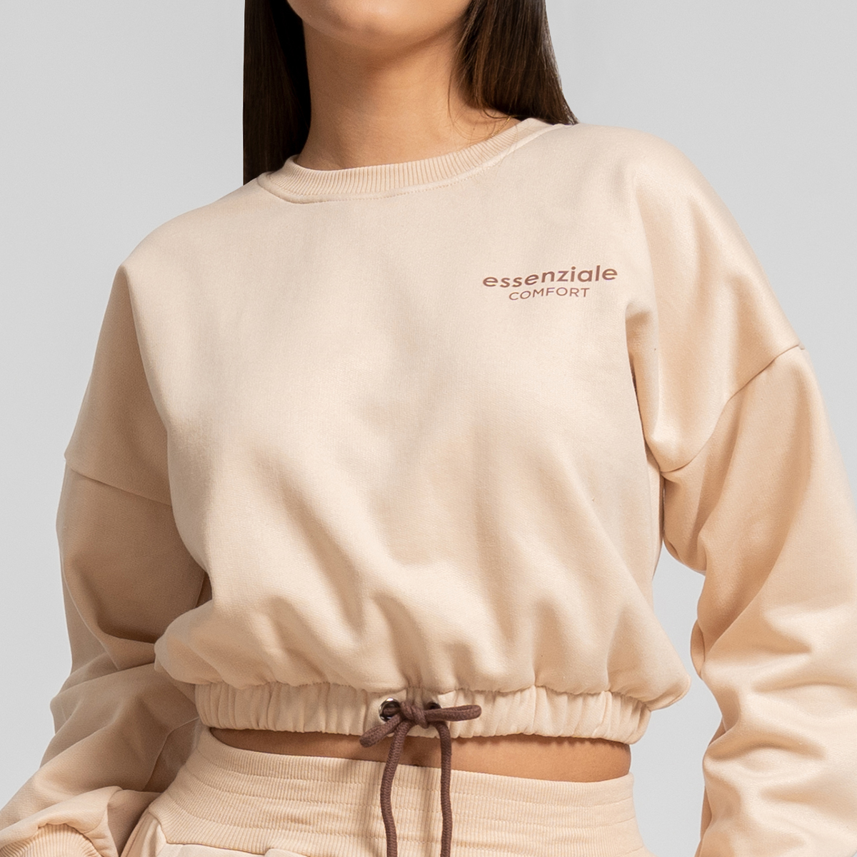 CONJUNTO BUZO PARA MUJER POLERA Y JOGGER PALAZZO BEIGE - 6