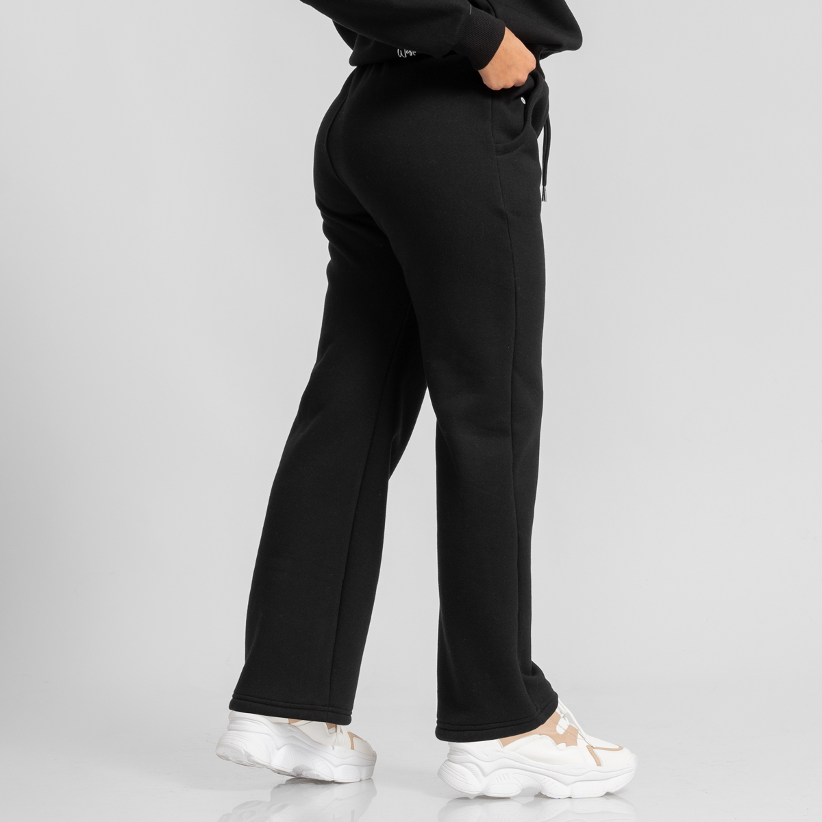 CONJUNTO BUZO POLERA Y PANTALÓN JOGGER PALAZZO NEGRO PARA MUJER - 5