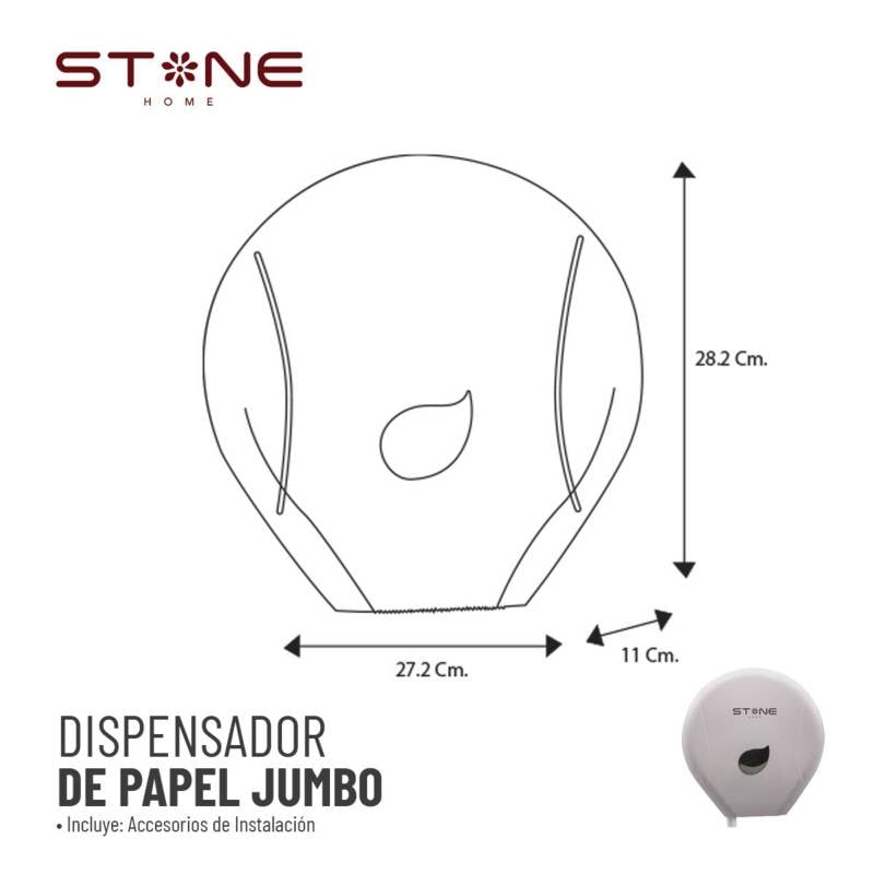 DISPENSADOR DE PAPEL JUMBO BLANCO LINEA CLERK - STONE - 3