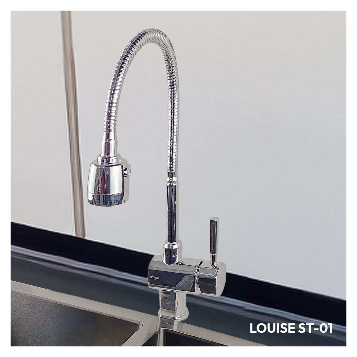 LLAVE MEZCLADORA PCOCINA AL MUEBLE LOUISE ST-01 CROMADO STONE - 3