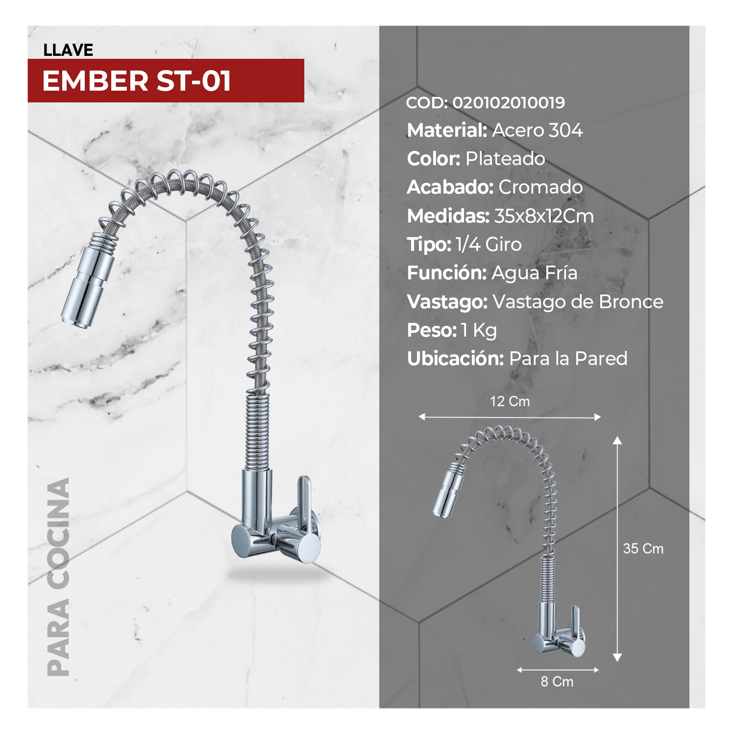 COMBO LAVADERO PREMIUM STPR4545 + LLAVE EMBER ST-01 CON ESCURRIDOR (EXONERADO) - 4