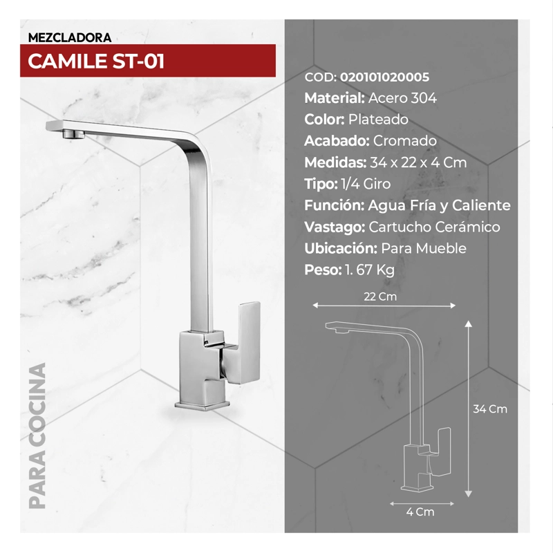 COMBO LAVADERO PREMIUM STPR5044+CAMILE ST-01 CON ESCURRIDOREXONERADO - 4