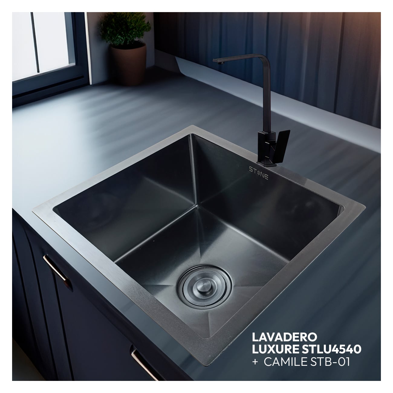 COMBO LAVADERO LUXURE STLU4540 + CAMILE STB-01 CON ESCURRIDOR (EXONERADO) - 1