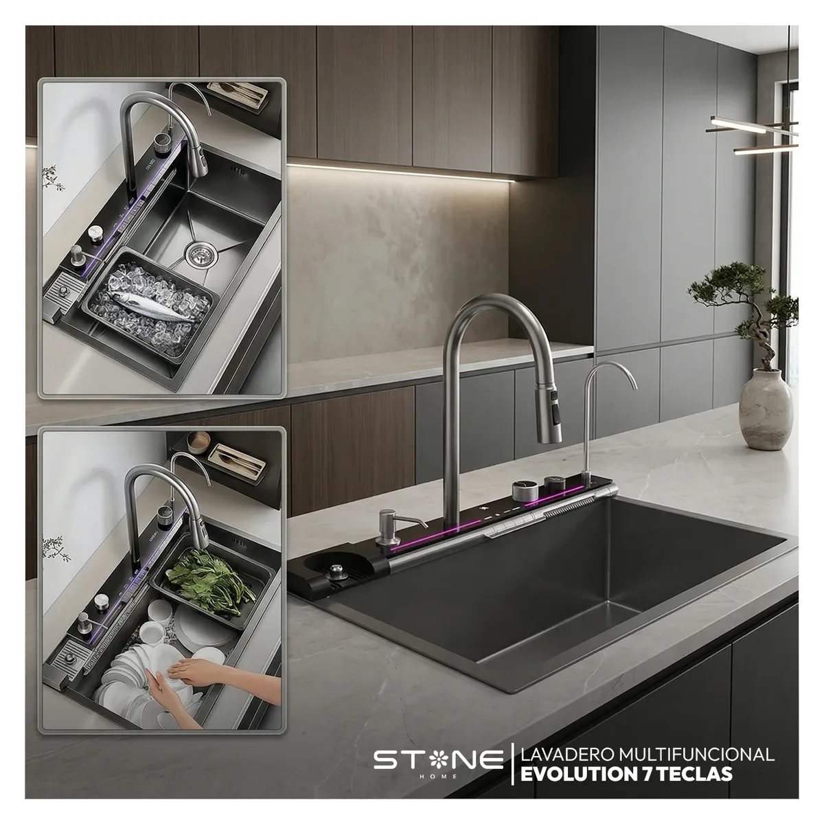 LAVADERO MULTIFUNCIONAL CON 9 FUNCIONES LUXURE STLU7546 DE 7 TECLAS STONE - 3