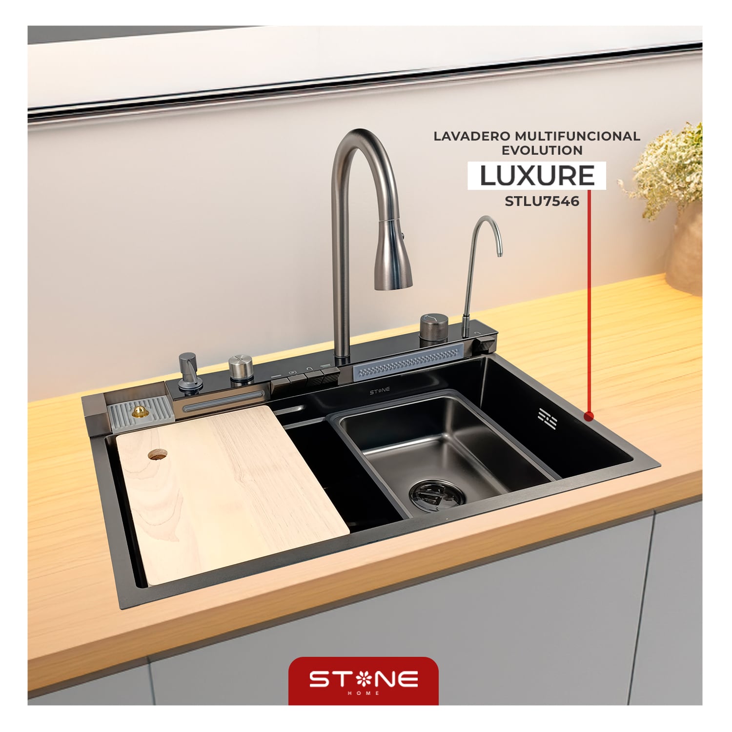 LAVADERO MULTIFUNCIONAL CON 7 FUNCIONES LUXURE STPR7546B DE 5 TECLAS STONE - 1