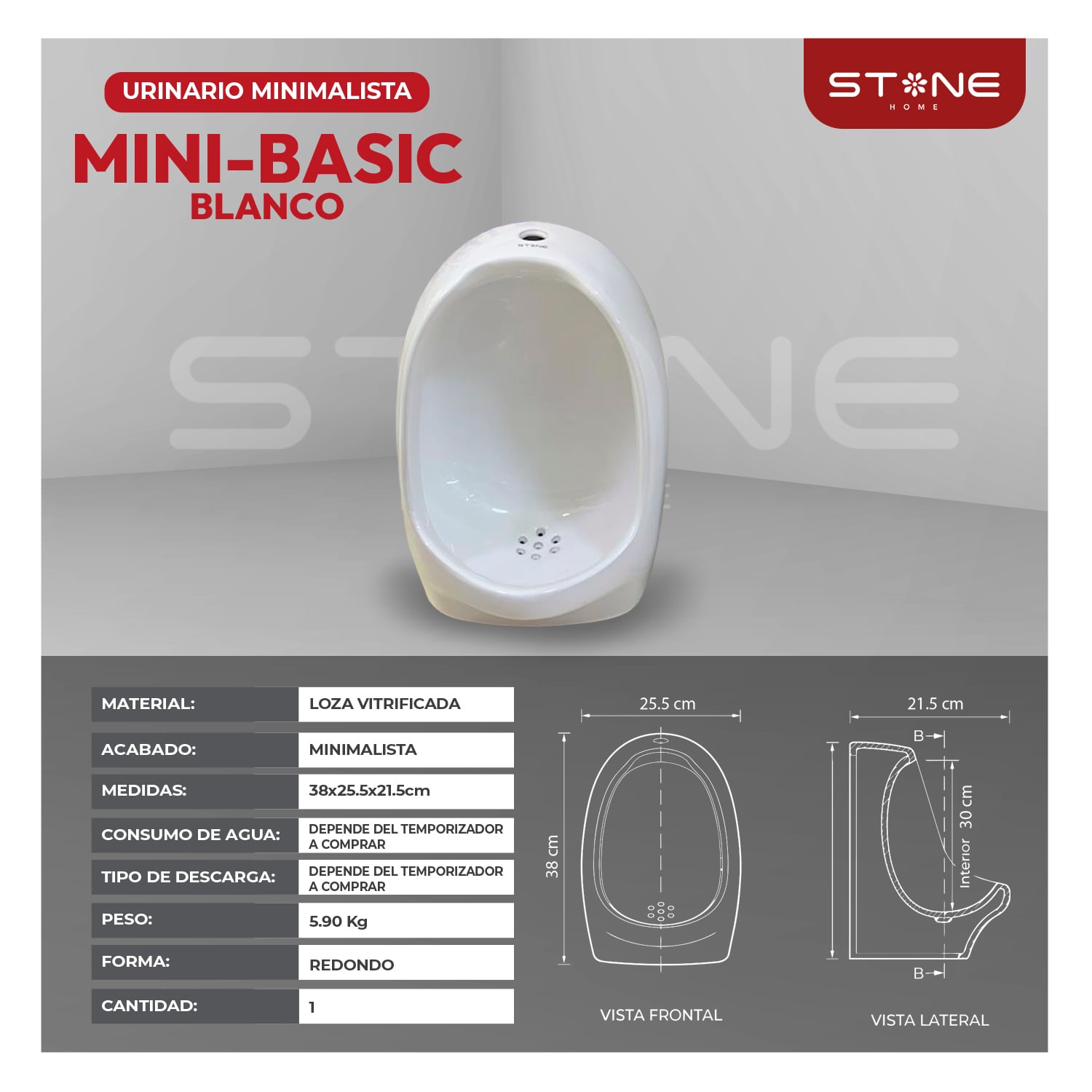 URINARIO MINI-BASIC BLANCO STONE - 2