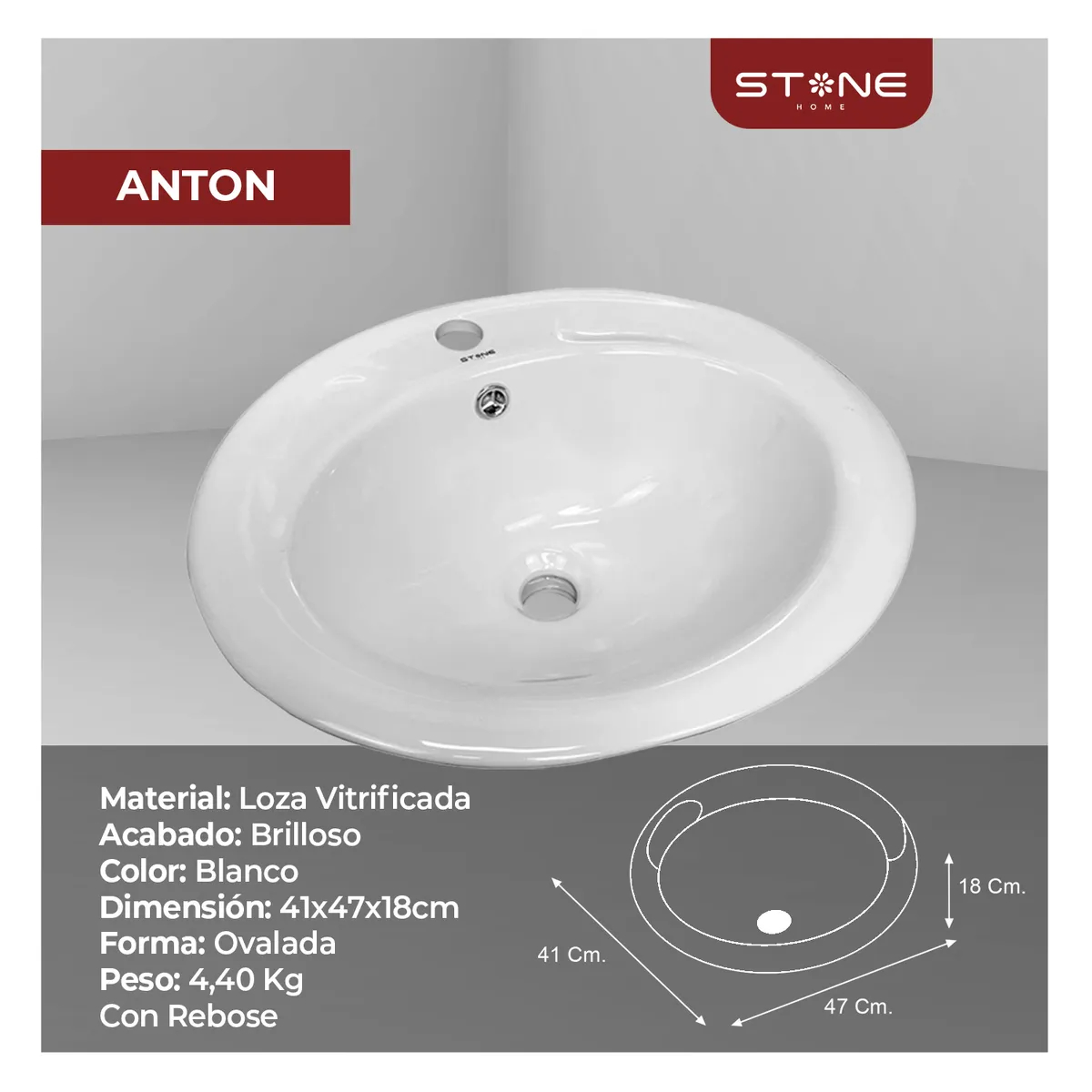 COMBO INODORO ONE PIECE ESSENCE BLANCO + BOWL ANTON BLANCO STONE + DESAGUE PUP UP GRANDE + 1 TUBO DE ABASTO 1/2*1/2 RUMI - 6