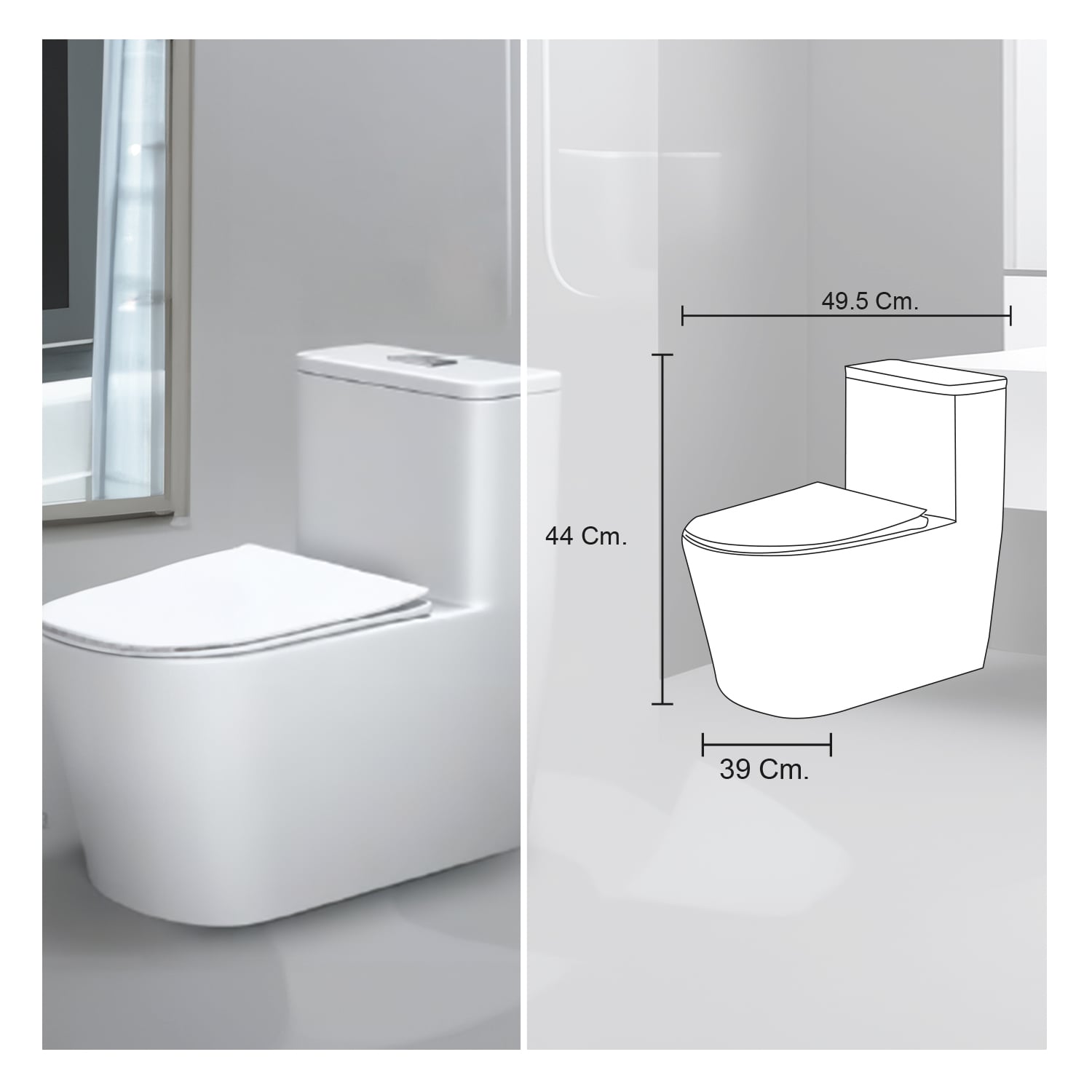 COMBO INODORO ONE PIECE NARU BLANCO + BOWL ADALIA BLANCO STONE + DESAGUE POP UP GRANDE P/BOWL CROMADO STONE - 3