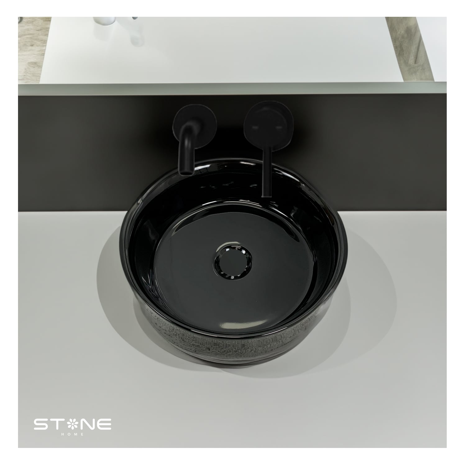 COMBO INODORO SANDER NEGRO + BOWL TANY BLACK STONE + DESAGUE POP UP GRANDE P/BOWL CROMADO STONE - 5