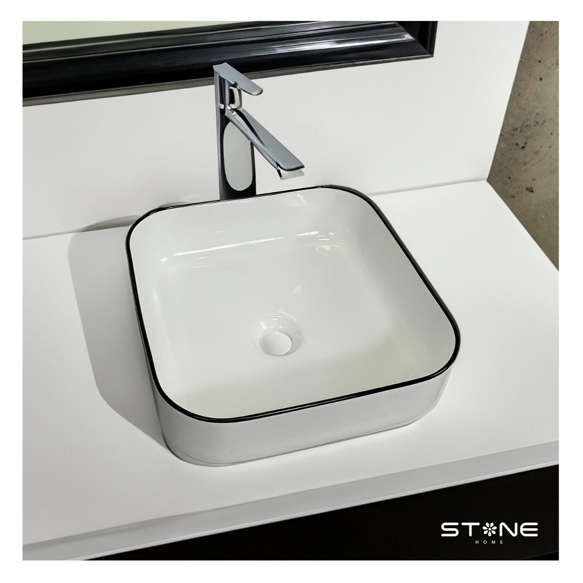 COMBO INODORO HERSEL BLANCO CON NEGRO + BOWL AMALIA CLASSIC + DESAGUE POP UP GRANDE P/BOWL CROMADO STONE - 5