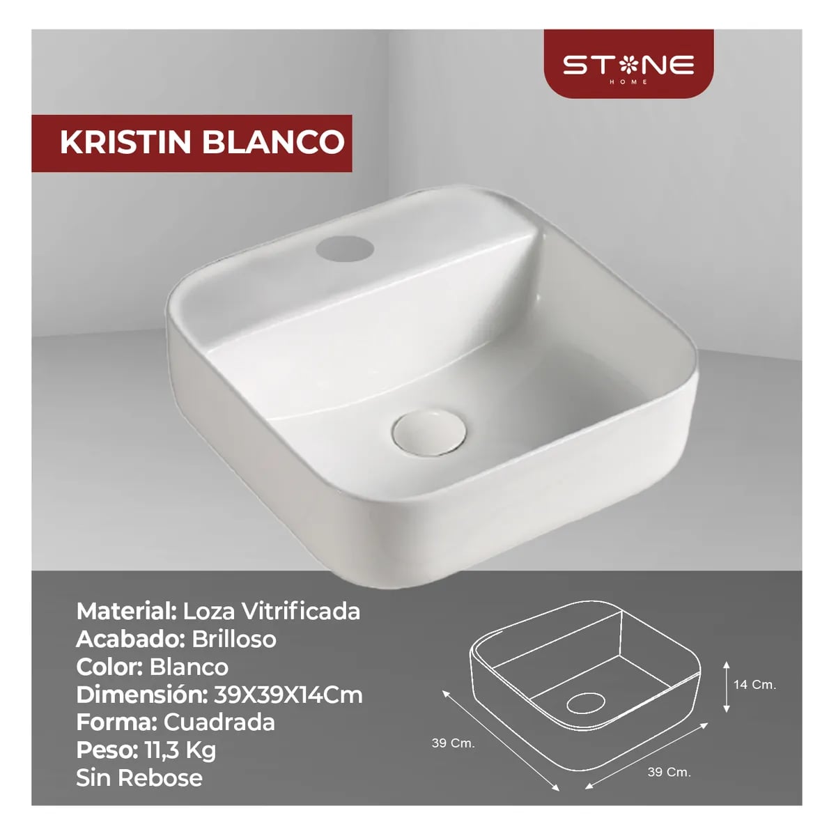 COMBO INODORO SANDER BLANCO + BOWL KRISTIN BLANCO STONE + DESAGUE POP UP GRANDE P/BOWL CROMADO STONE - 5