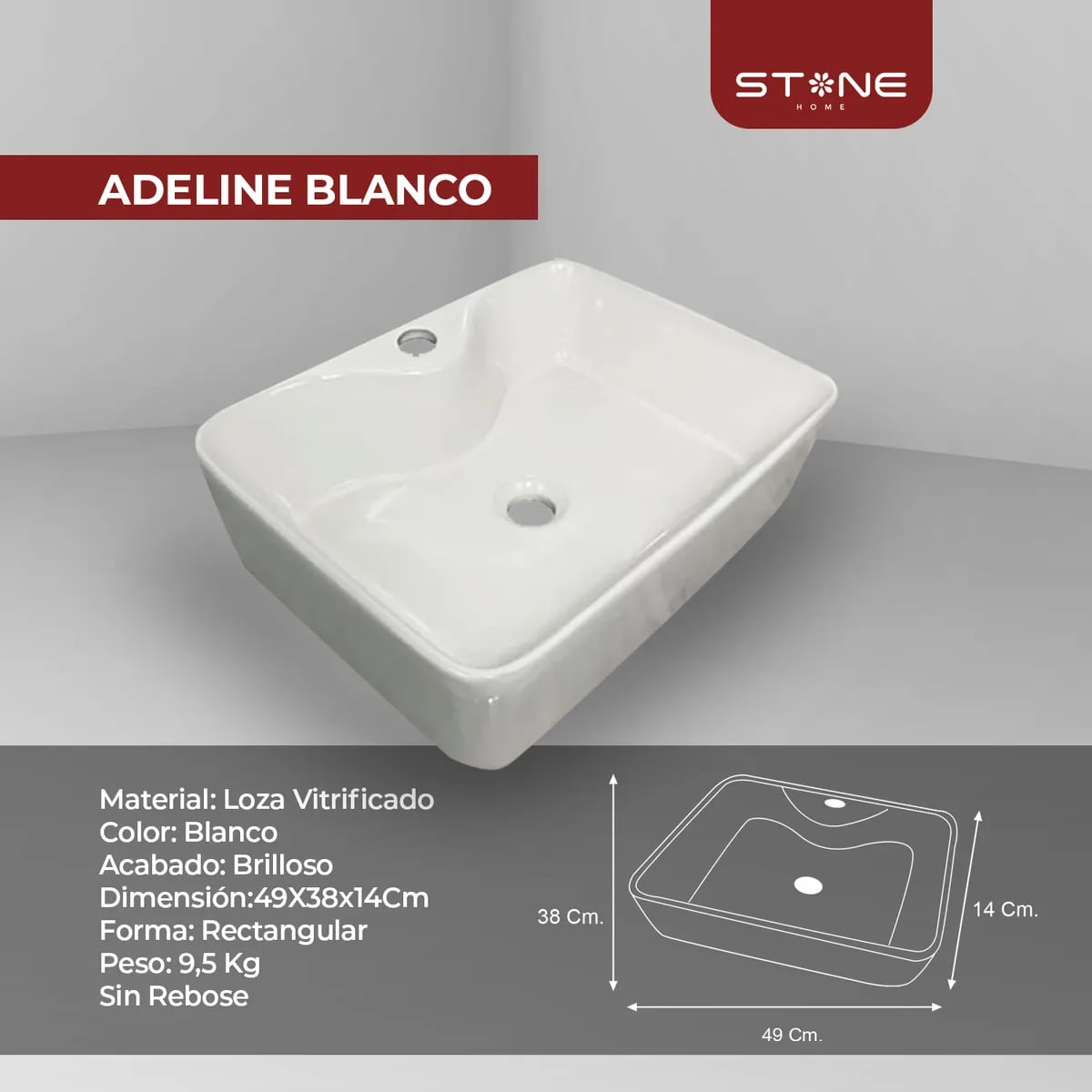 COMBO INODORO ONE PIECE ESSENCE BLANCO + BOWL ADELINE BLANCO STONE + DESAGUE POP UP GRANDE + 1 TUBO DE ABASTO 1/2*1/2 RUMI - 7