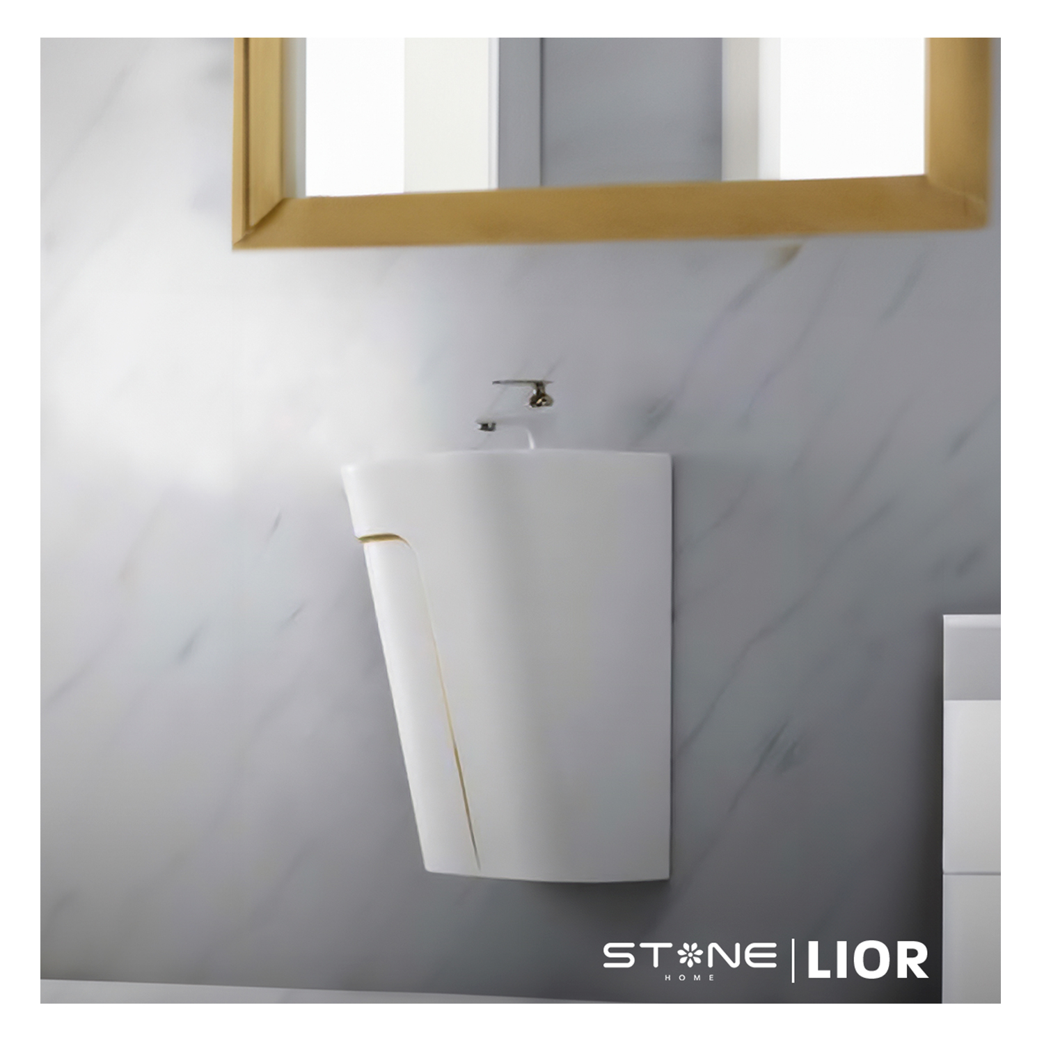 COMBO INODORO HANK CUADRADO BLANCO CON DORADO + LIOR BLANCO C/DORADO + DESAGUE POP UP GRANDE P/BOWL DORADO STONE - 6