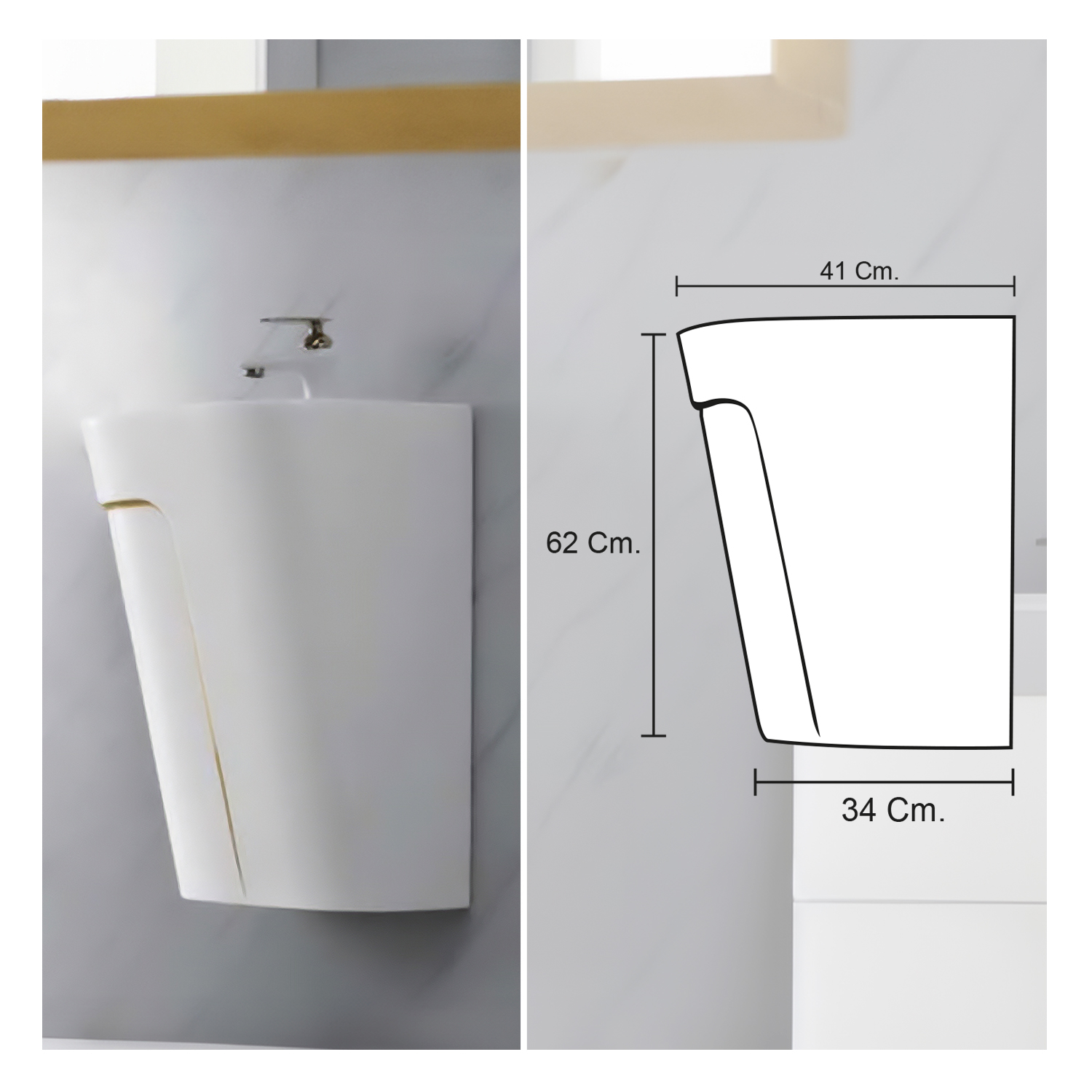 COMBO INODORO HANK CUADRADO BLANCO CON DORADO + LIOR BLANCO C/DORADO + DESAGUE POP UP GRANDE P/BOWL DORADO STONE - 7