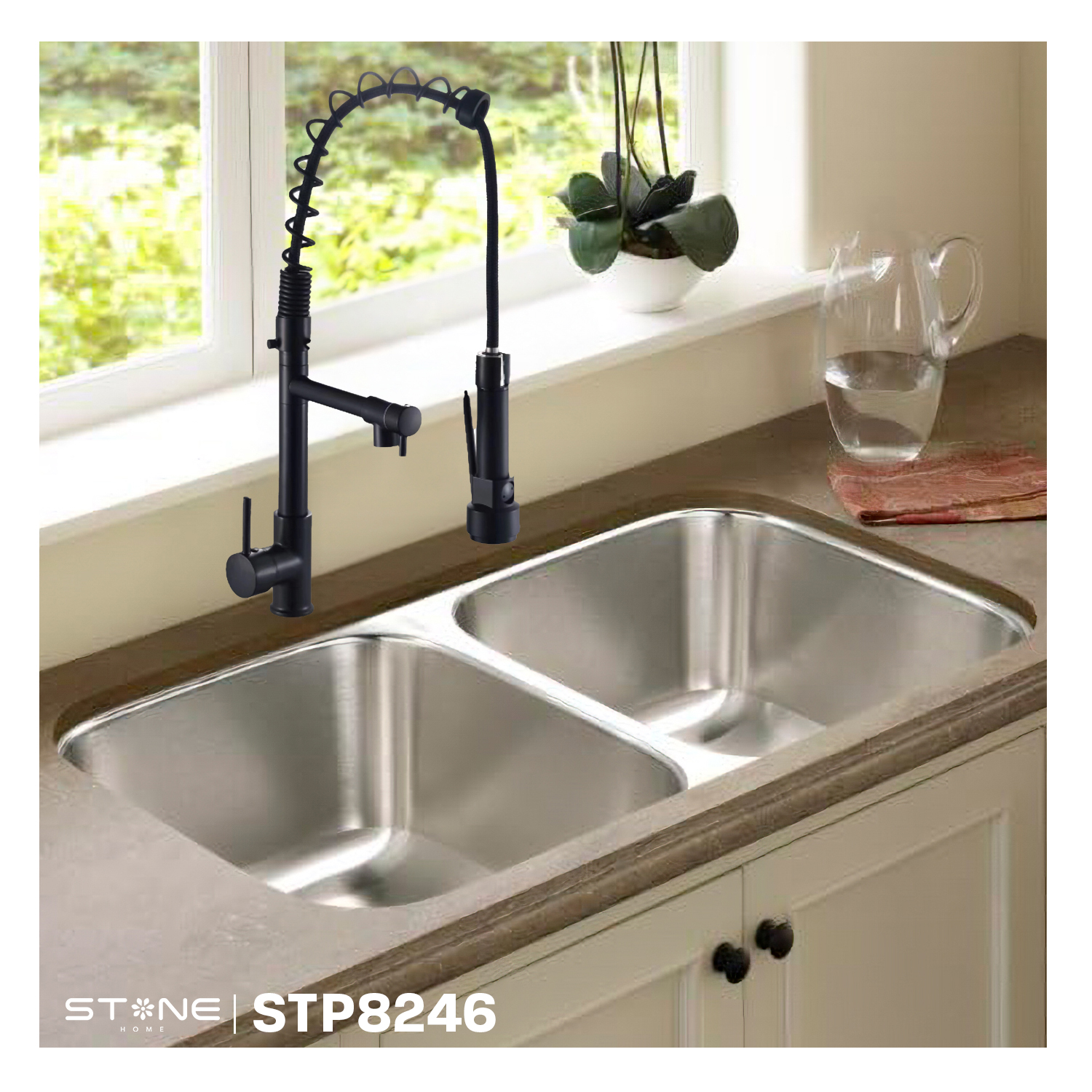 COMBO DE LAVADERO SIGNATURE STP8246 + LLAVE P/COCINA A LA PARED LAURENT STW-01 + DESAGÜE C/TRAMPA DE 1.5' STONE - 2