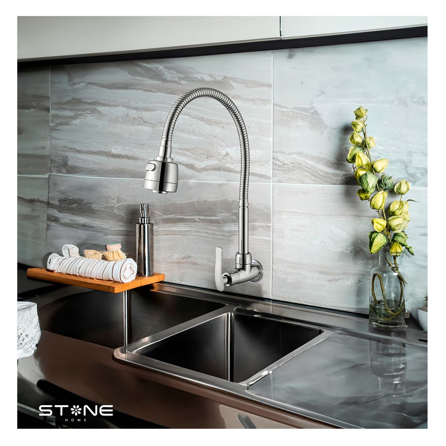 COMBO DE LAVADERO SIGNATURE STP8246 + LLAVE P/COCINA A LA PARED LAURENT STW-01 + DESAGÜE C/TRAMPA DE 1.5' STONE - 4