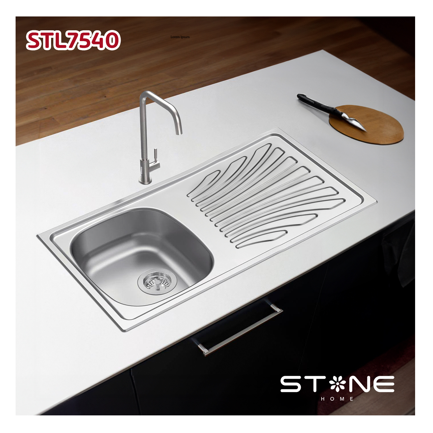 COMBO DE LAVADERO DE ACERO PRIME STL7540 + VLT R-02 RUMI + DESAGUE PARA LAVADERO 4' PVC STONE - 2