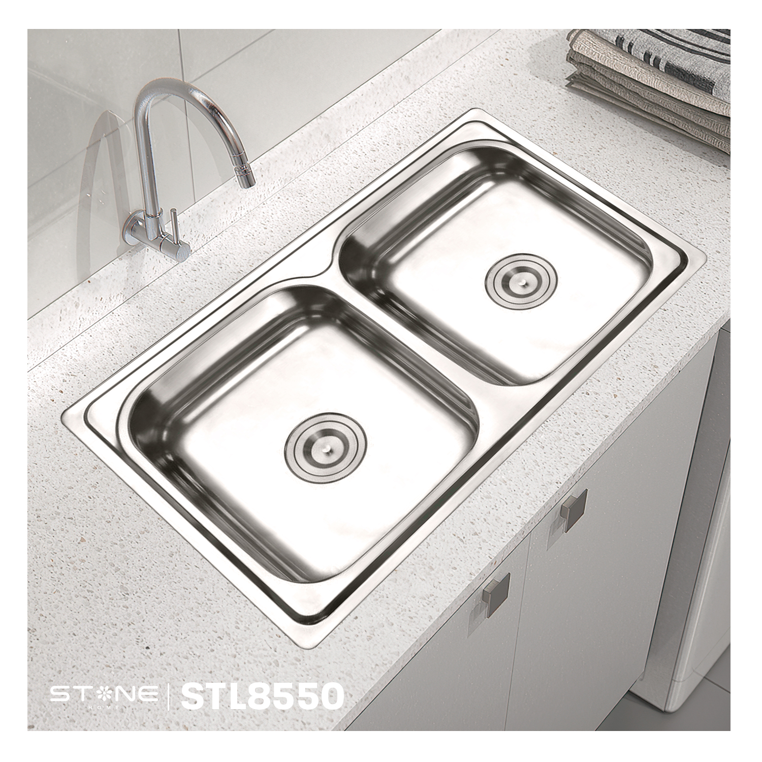 COMBO DE LAVADERO PRIME STL8550 + LLAVE P/COCINA A LA PARED LAURENT STW-01 + DESAGÜE C/TRAMPA DE 1.5' STONE - 2