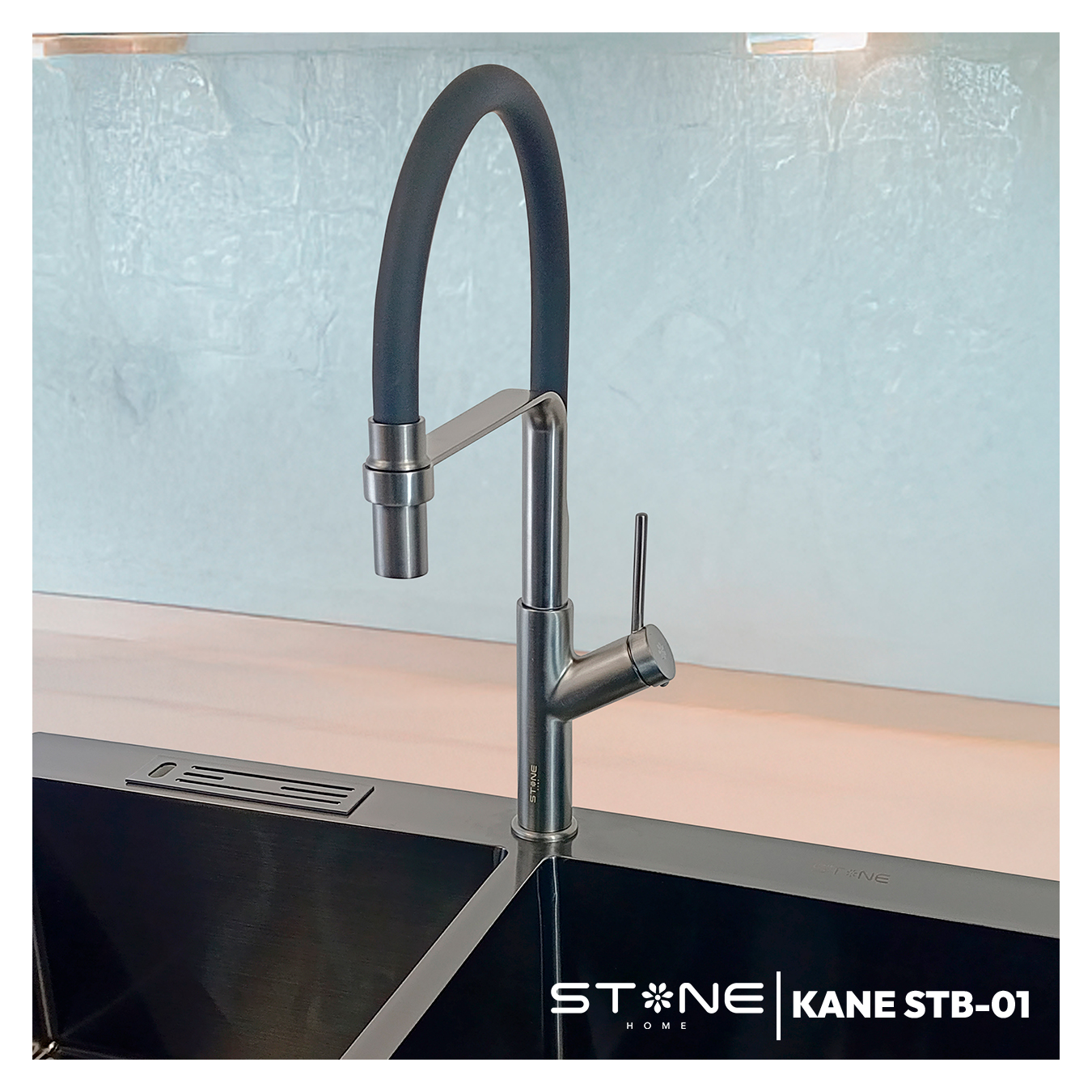 COMBO DE LAVADERO LUXURE STLU6045 + MEZCLADORA P/COCINA AL MUEBLE KANE STB-01 CON ESCURRIDOR (EXONERADO) STONE - 3