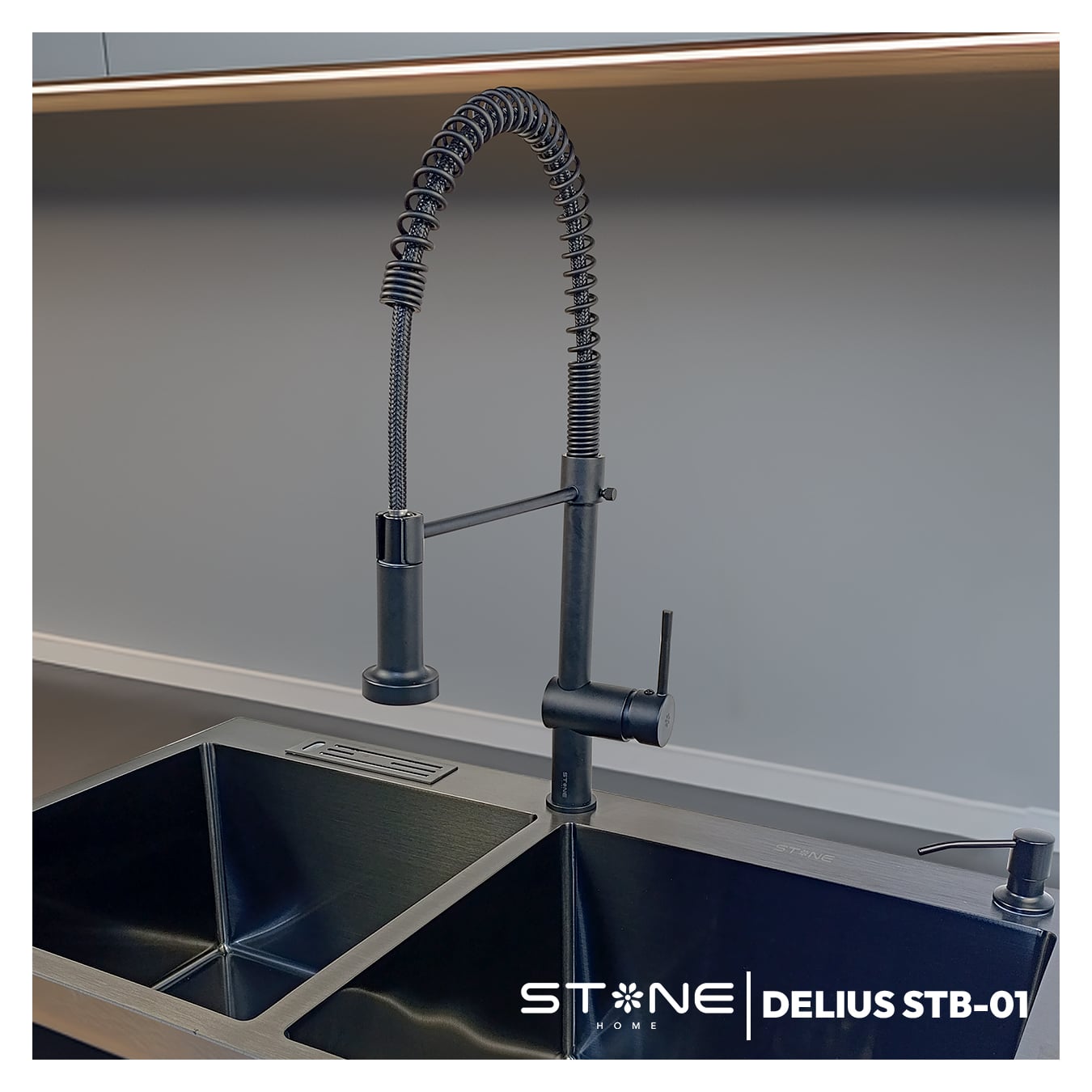 COMBO DE LAVADERO LUXURE STLU8448 + MEZCLADORA P/COCINA AL MUEBLE DELIUS STB-01 CON ESCURRIDOR (EXONERADO) STONE - 4