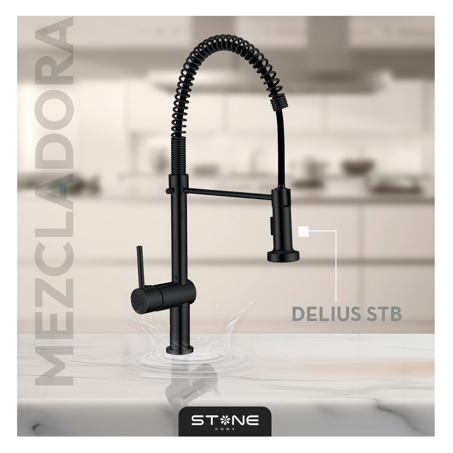 COMBO DE LAVADERO LUXURE STLU8448 + MEZCLADORA P/COCINA AL MUEBLE DELIUS STB-01 CON ESCURRIDOR (EXONERADO) STONE - 5