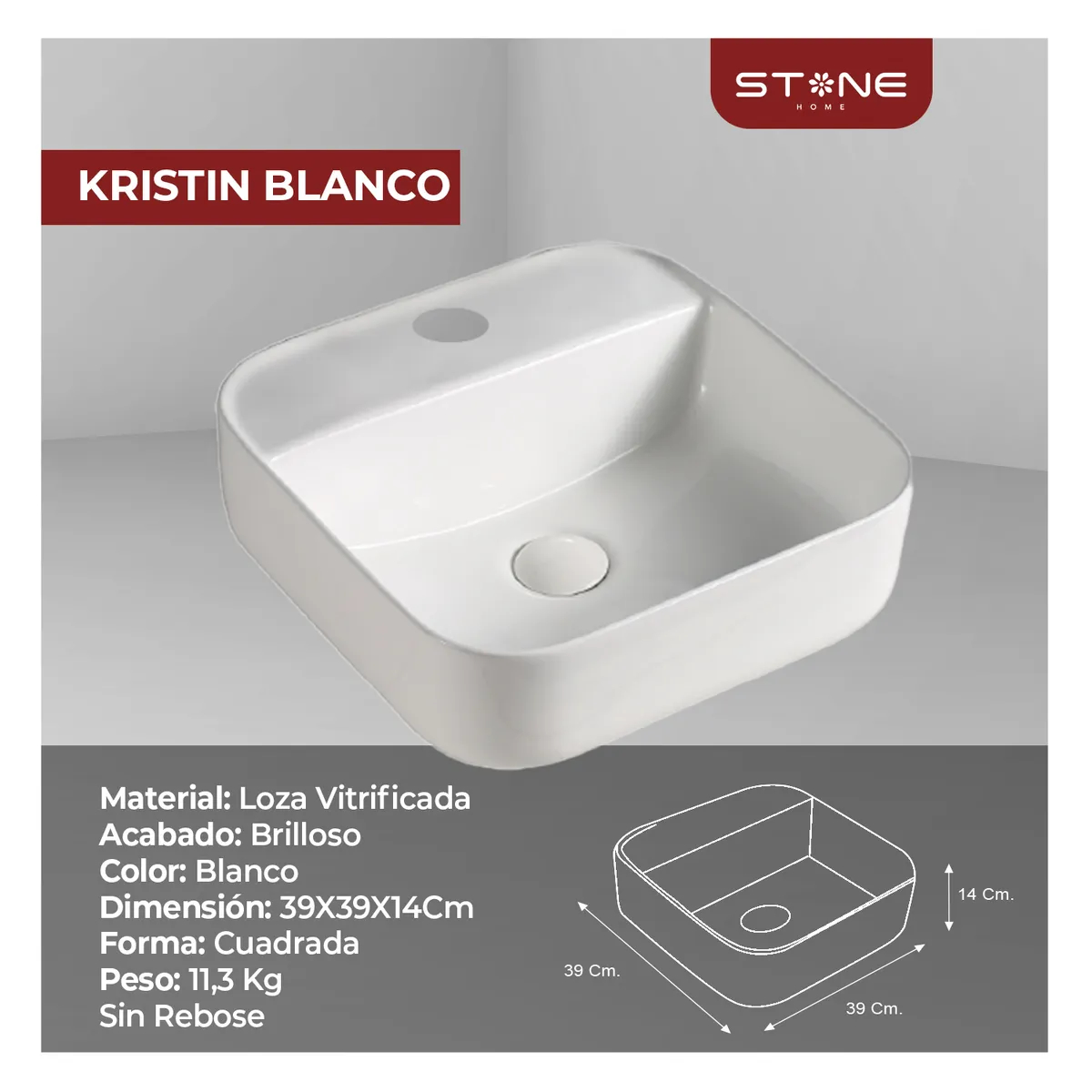 COMBO MUEBLE ONIX + BOWL KRISTIN BLANCO +MEZCLADORA COLLEN SHORT STB+ DESAGUE PUSH NEGRO - 4