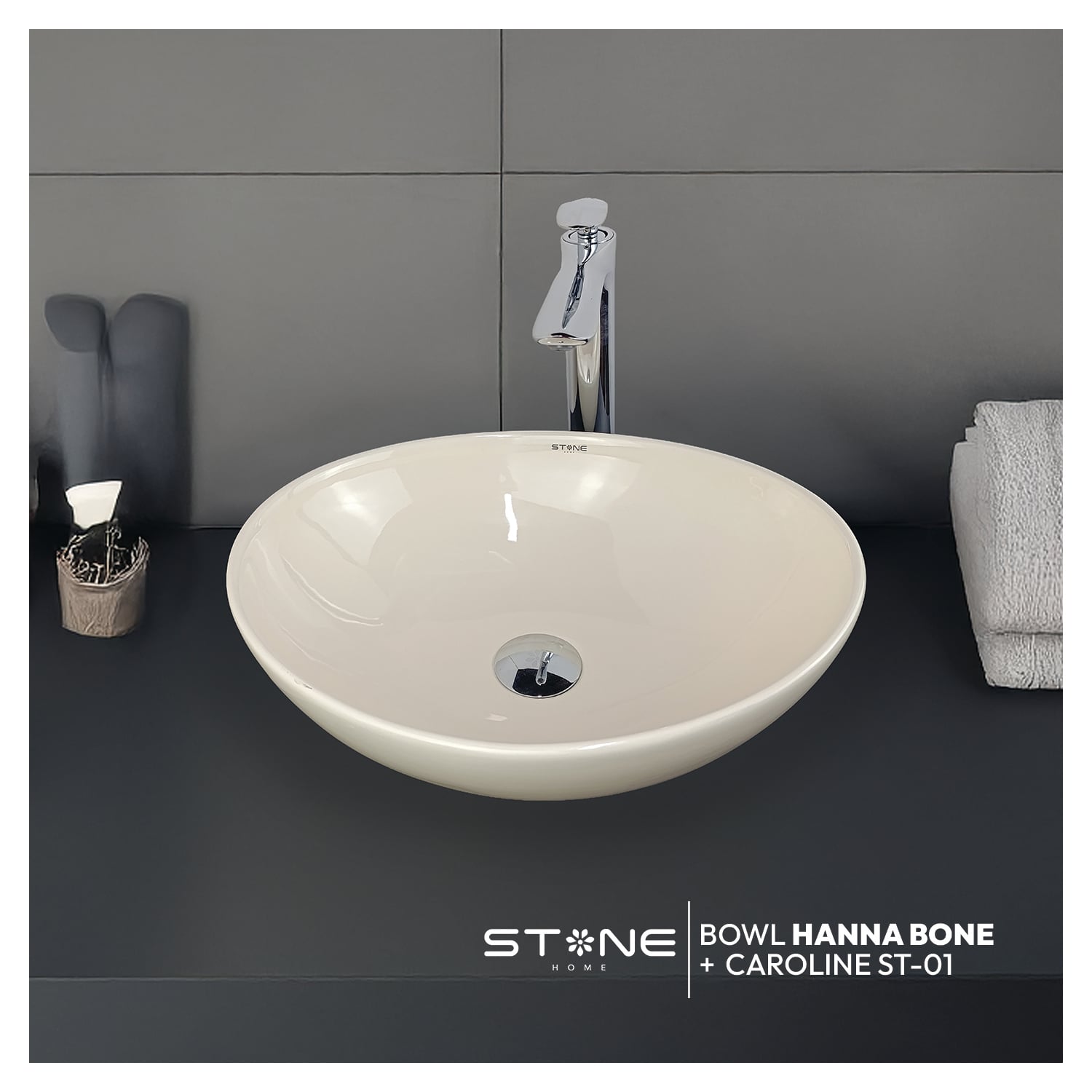 COMBO MUEBLE GALES + BOWL HANNA BONE + MEZCLADORA PBOWL COLLEN STG-01 DORADO + DESAGUE PUSH DORADO - 4