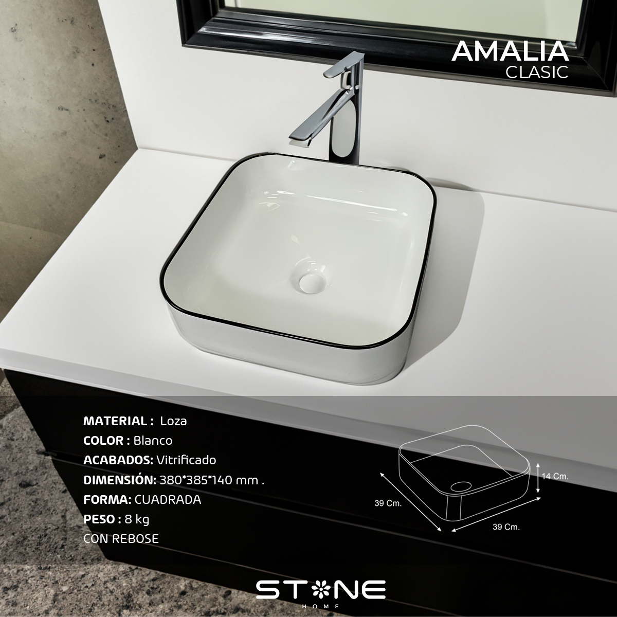 COMBO MUEBLE AMARO + BOWL AMALIA BLACKLINE + MEZCLADORA HASPER STB + DESAGUE PUSH NEGRO - 5