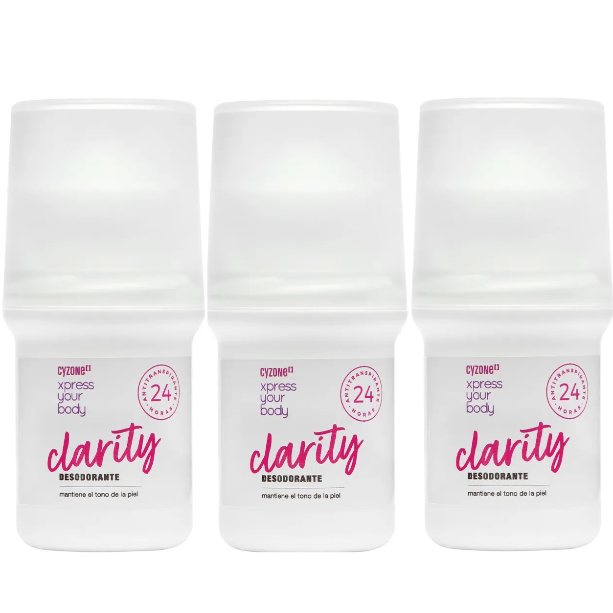 PACK X3 CLARITY DESODORANTE ROLL ON DE CYZONE 50ML - 1