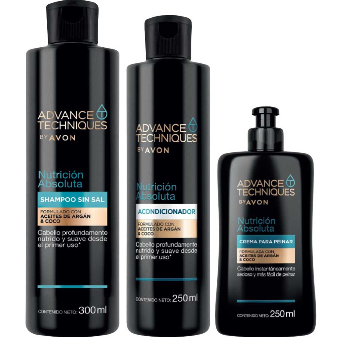KIT X 3 SHAMPOO SIN SAL NUTRICIÓN ABSOLUTA DE AVON - 1