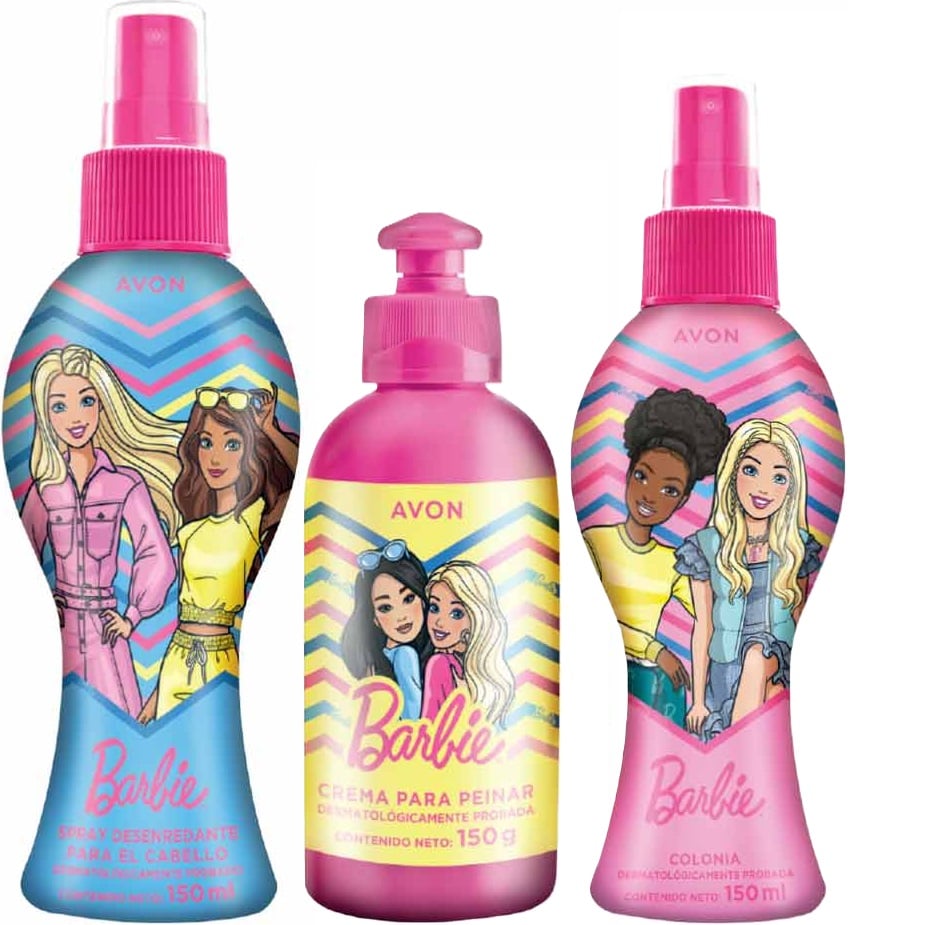 PACK X3 BARBIE COLONIA DESENREDANTE Y CREMA PARA PEINAR AVON - 1