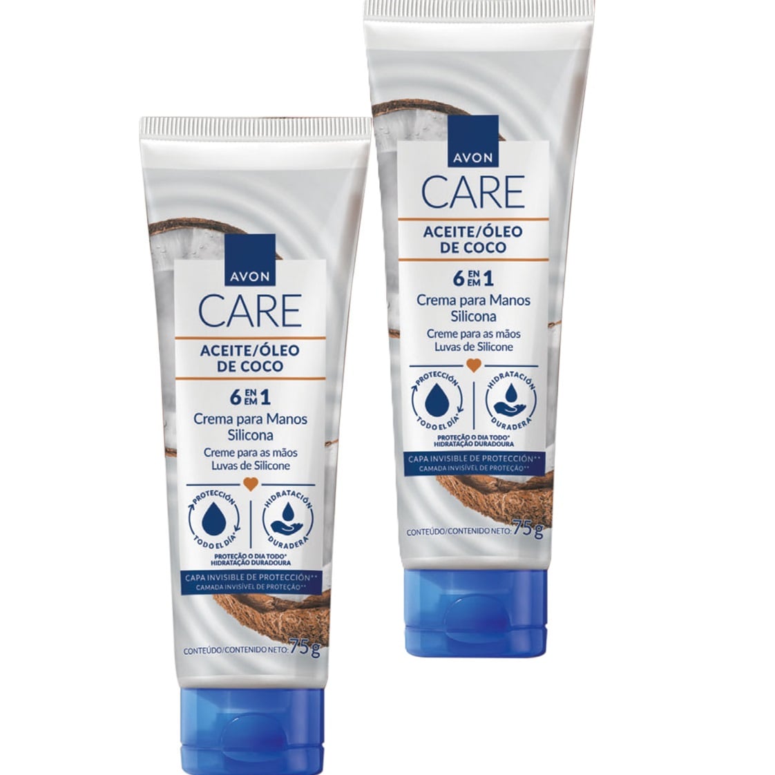 PACK X2 AVON CARE 6 EN 1 CREMA PARA MANOS ACEITE DE COCO - 75 G - 1