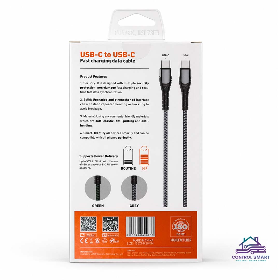 CABLE LDNIO USB TIPO C A TIPO C PARA CELULAR -DE 2MT LC102 - 4