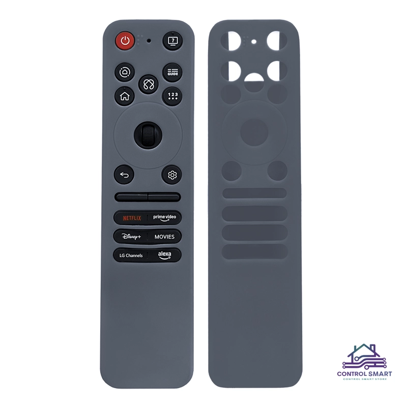 FUNDA DE SILICONA CERRADA PARA CONTROL LG MAGIC 2025 – COLOR PLOMO - 1