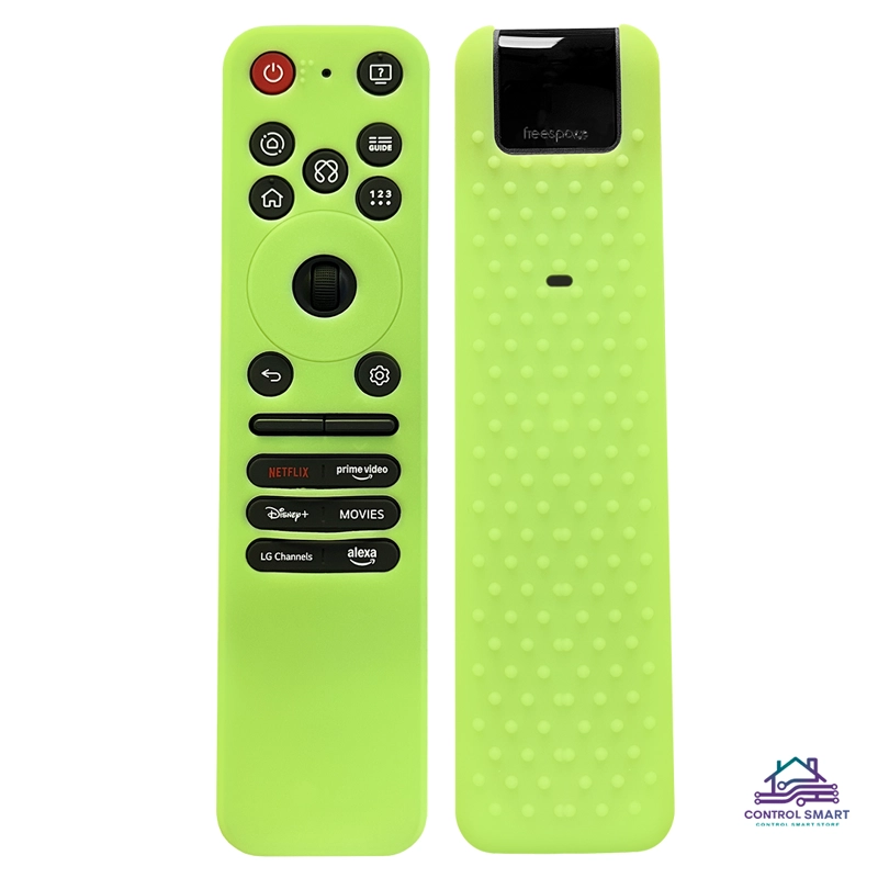 FUNDA DE SILICONA CERRADA PARA CONTROL LG MAGIC 2025 – COLOR VERDE FOSFORESCENTE - 1