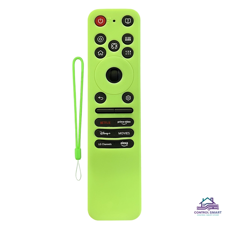 FUNDA DE SILICONA CERRADA PARA CONTROL LG MAGIC 2025 – COLOR VERDE FOSFORESCENTE - 2