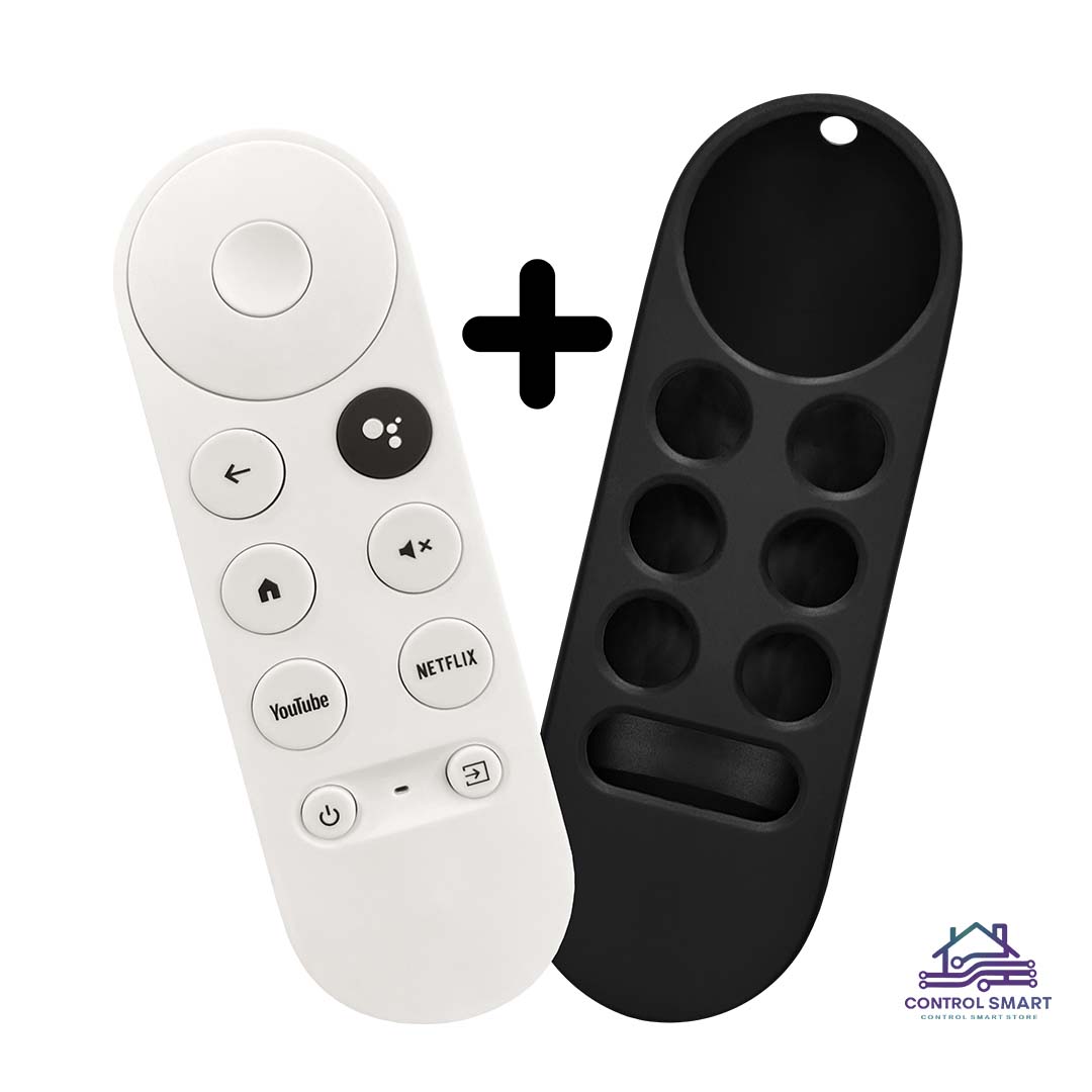 CONTROL REMOTO  PARA CHROMECAST GOOGLE TV 4K HD CON FUNDA PROTECTORA – COLOR NEGRO - 1