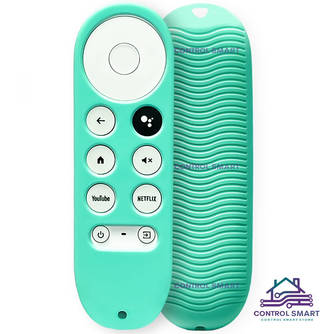 CONTROL REMOTO  PARA CHROMECAST GOOGLE TV 4K HD CON FUNDA PROTECTORA – COLOR VERDE AGUA - 2