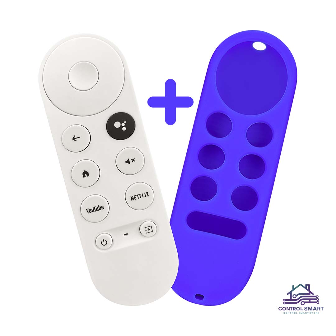 CONTROL REMOTO  PARA CHROMECAST GOOGLE TV 4K HD CON FUNDA PROTECTORA – COLOR AZUL - 1