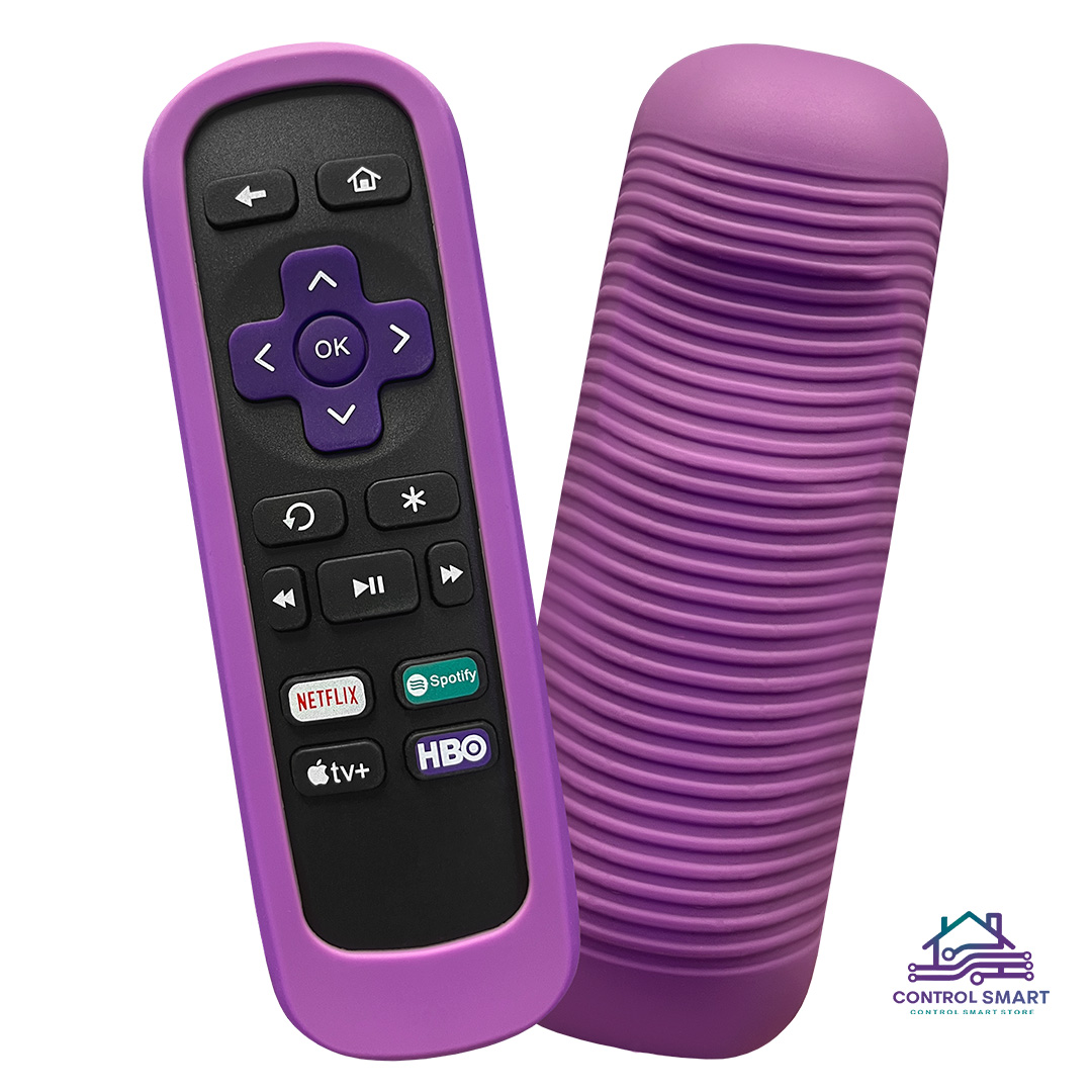 FUNDA DE SILICONA PROTECTORA PARA CONTROL ROKU ANTIDESLIZANTE– MORADO - 1