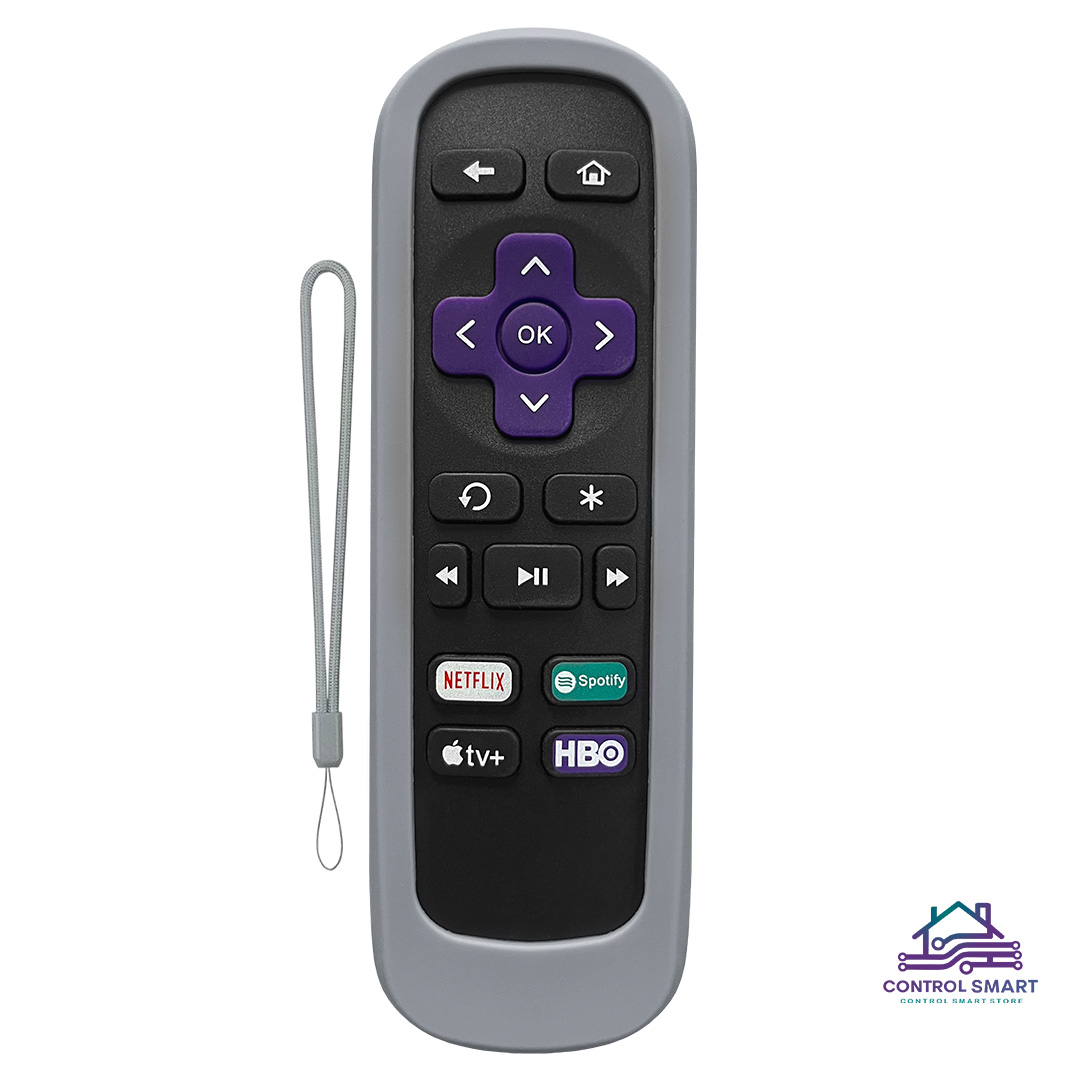 FUNDA DE SILICONA PROTECTORA PARA CONTROL ROKU ANTIDESLIZANTE– PLOMO - 2